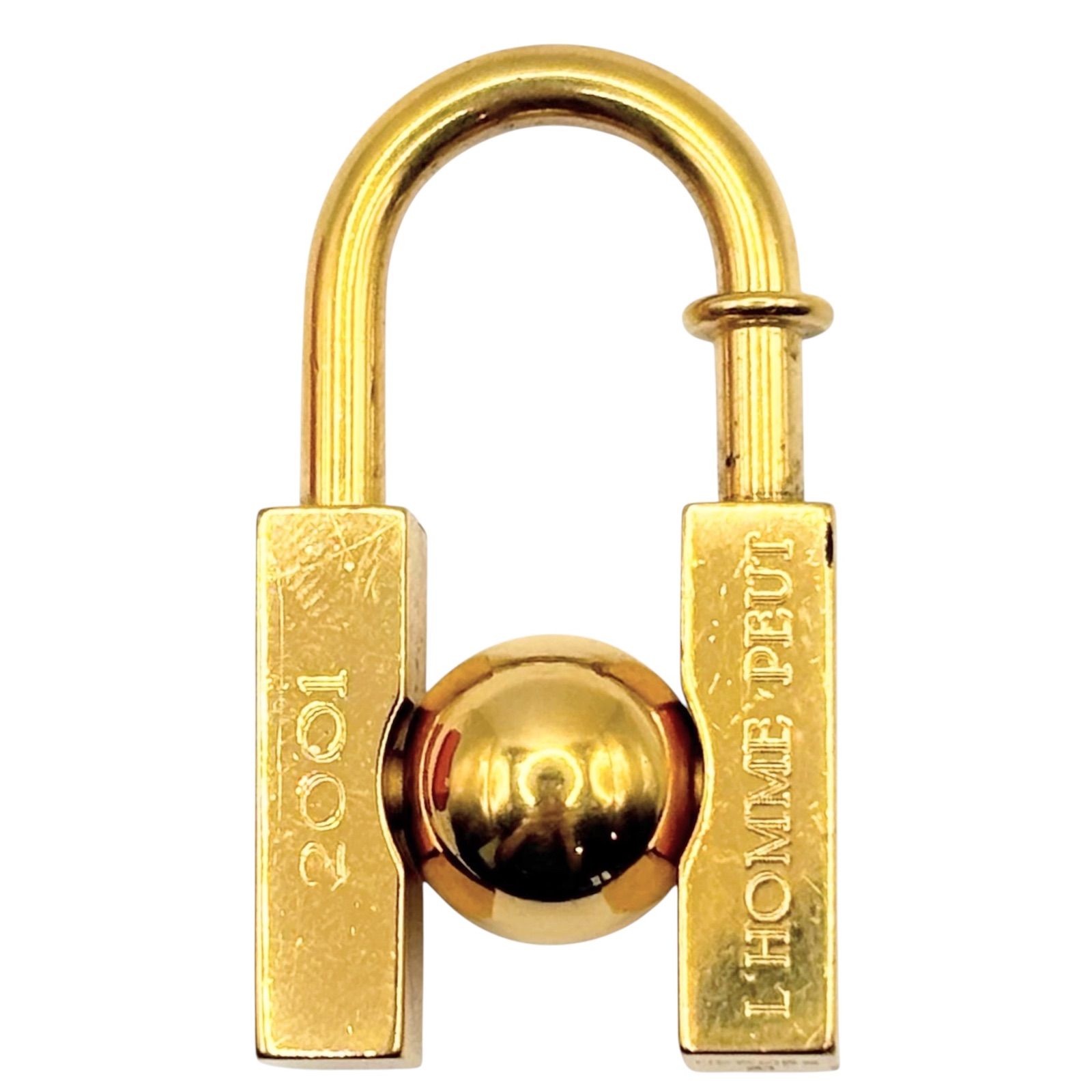 【美品】HERMES エルメス オムプット L´HOMME PEUT 未知なる地球の美を求めて 2001年 カデナ ゴールド メッキ チャーム 限定品 レディース【送料無料】