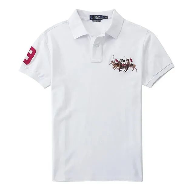 【新品未使用】POLO RALPH LAUREN ラルフローレン メンズ コットン 鹿の子編み トリプル ポニー クレスト & No.3 ししゅう 半袖ポロシャツ カスタムスリムフィット 在庫一掃価格 10,080円