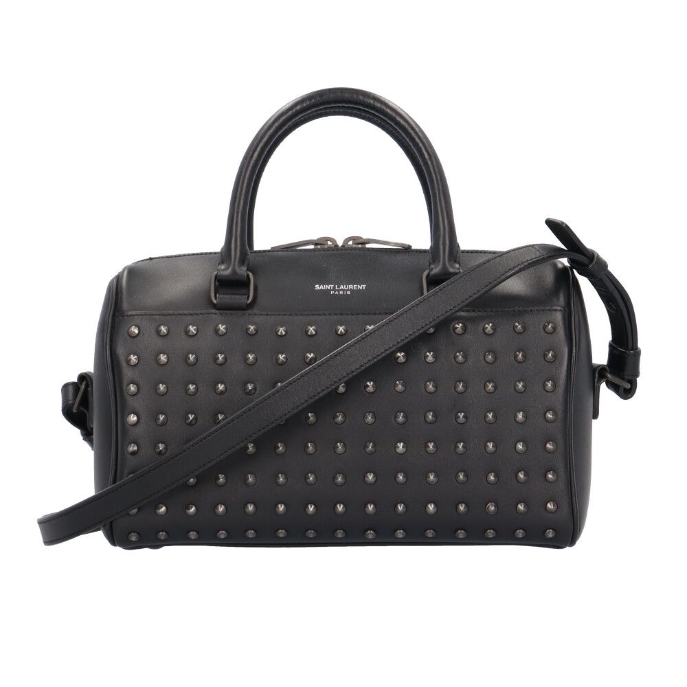 サンローラン スタッズ クラッシックベイビーダッフル ショルダーバッグ レザー ブラック レディース SAINT LAURENT 中古 サンローラン