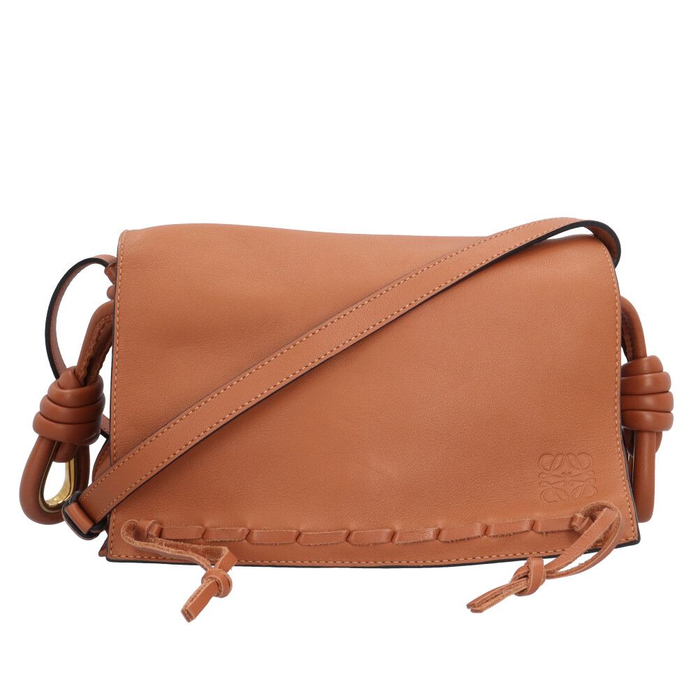 ロエベ レースコレクション フラメンコ フラップ スモール ショルダーバッグ レザー ブラウン レディース LOEWE 中古 ロエベ