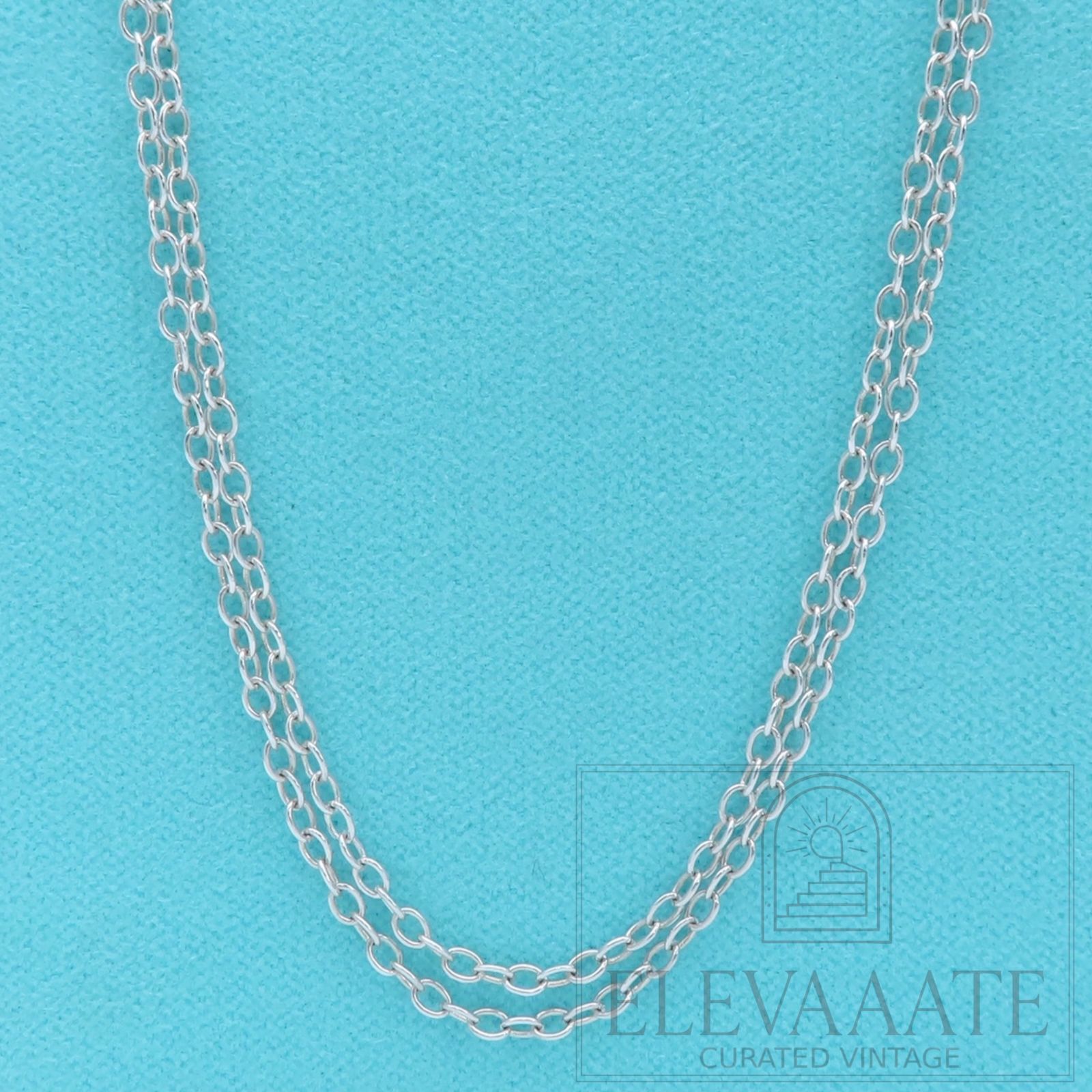 希少 美品 Tiffany&Co. ティファニー ダブル シルバー ネックレス チェーン 42㎝ SV925 2連 EX058 14,768円