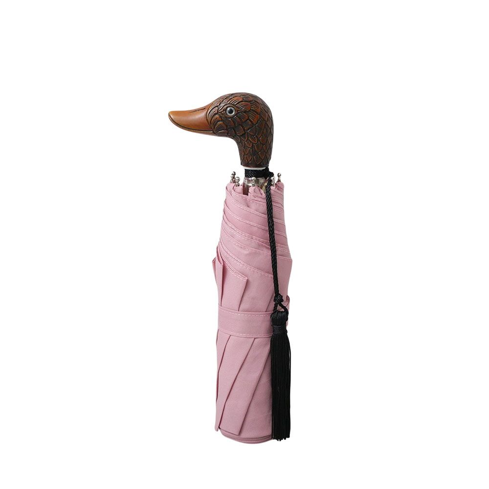 ギ ドゥ ジャン Guy de Jean 折りたたみ傘 Animal Handle Folding Umbrella Canard / Duck 晴雨兼用 UVカット フランス製 ピンク ユニセックス 人気 ブランド おしゃれ 誕生日 プレゼント 送料無料