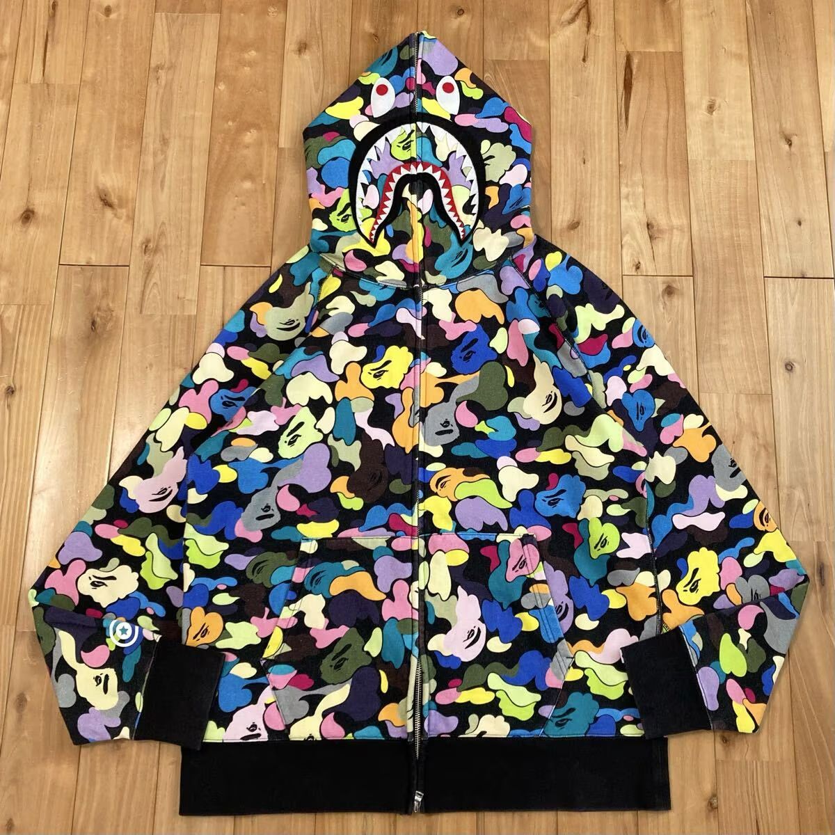 ★2XL★ マルチカモ シャークパーカー shark full zip hoodie a bathing ape BAPE camo multi camo エイプ ベイプ 迷彩 PONR yz07