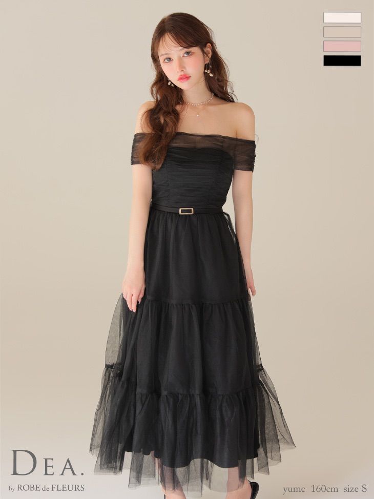 ブラック　 [DE3481] 3445【DEA. by ROBE de FLEURS/ディアバイローブドフルール】ラメチュール/ オフショルダー/ ロング/ ミディアム/ キャバドレス AndyアンディAngelR/ Veauttヴュート 21,226円
