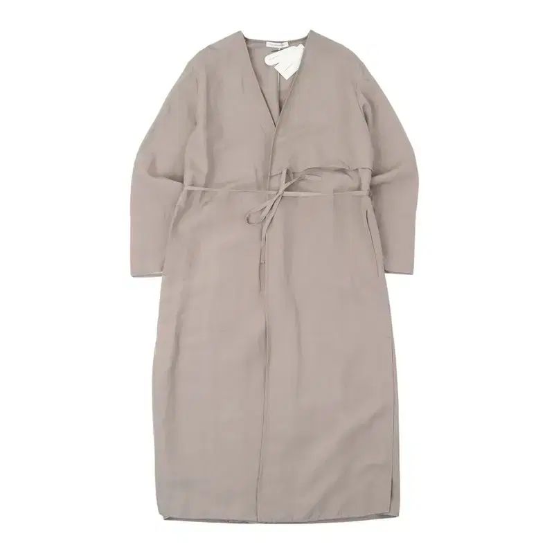 the CASHMERE グレー レーヨン リネン ロング カーディガン コート