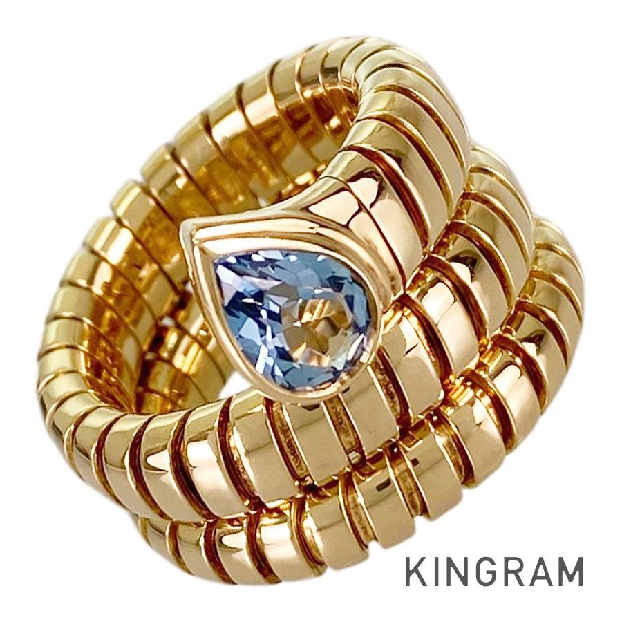 ブルガリ BVLGARI トゥボガス K18YG ブルートパーズ 7.5号(47-48) リング sss【中古】