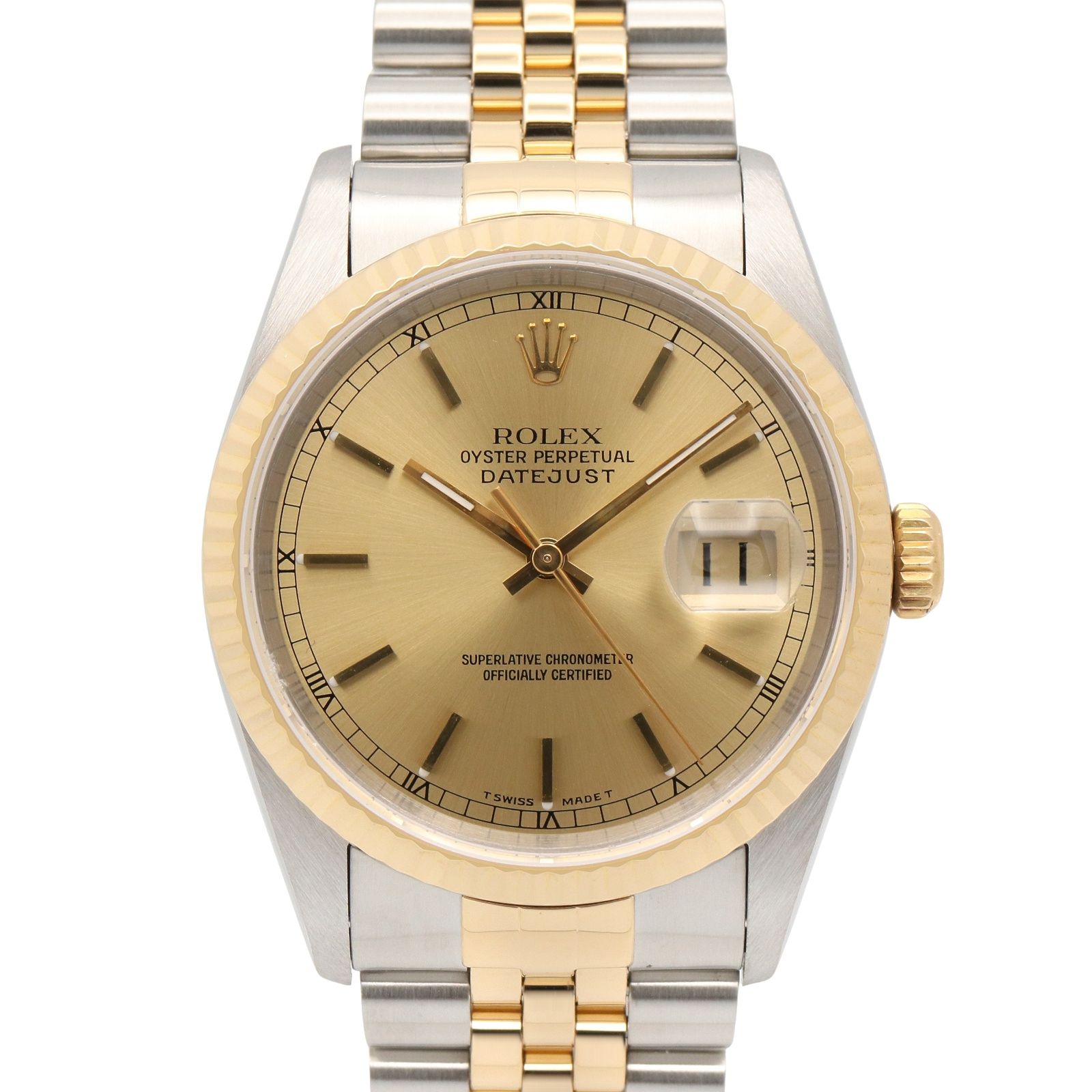 ロレックス ROLEX 腕時計 デイトジャスト T番 16233 CH/BA K18(イエローゴールド) ステンレススチール デイトジャスト T番 メンズ Used A
