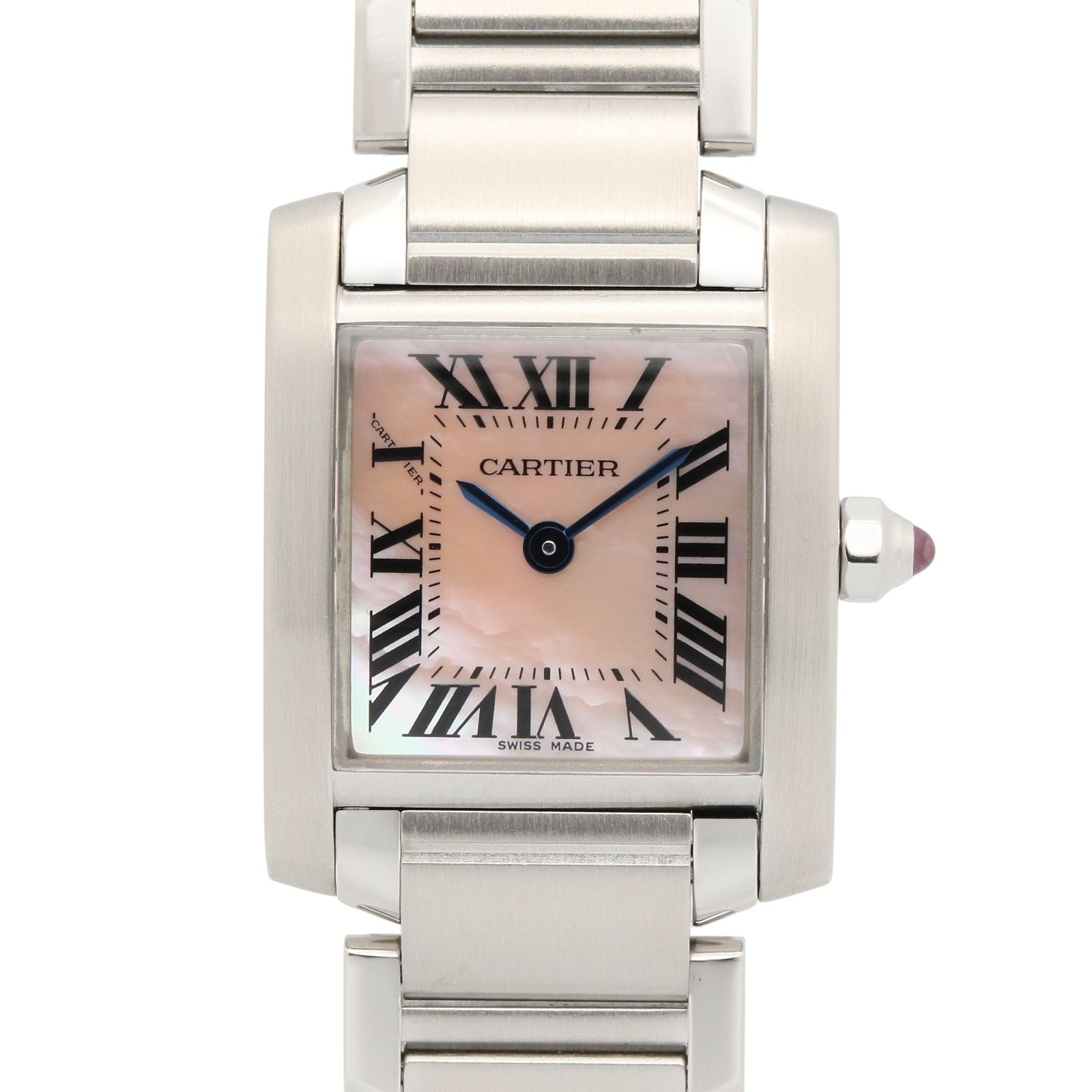 カルティエ CARTIER 腕時計 タンクフランセーズ SM W51028Q3 ピンクシェル ステンレススチール タンクフランセーズ SM レディース Used A
