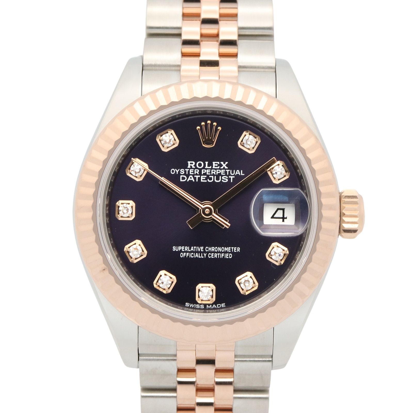 ロレックス ROLEX 腕時計 デイトジャスト 10Pダイヤ ランダム番 279171 オーベルジーヌ/NP K18PG（ピンクゴールド） ステンレススチール デイトジャスト 10Pダイヤ ランダム番 920,780円