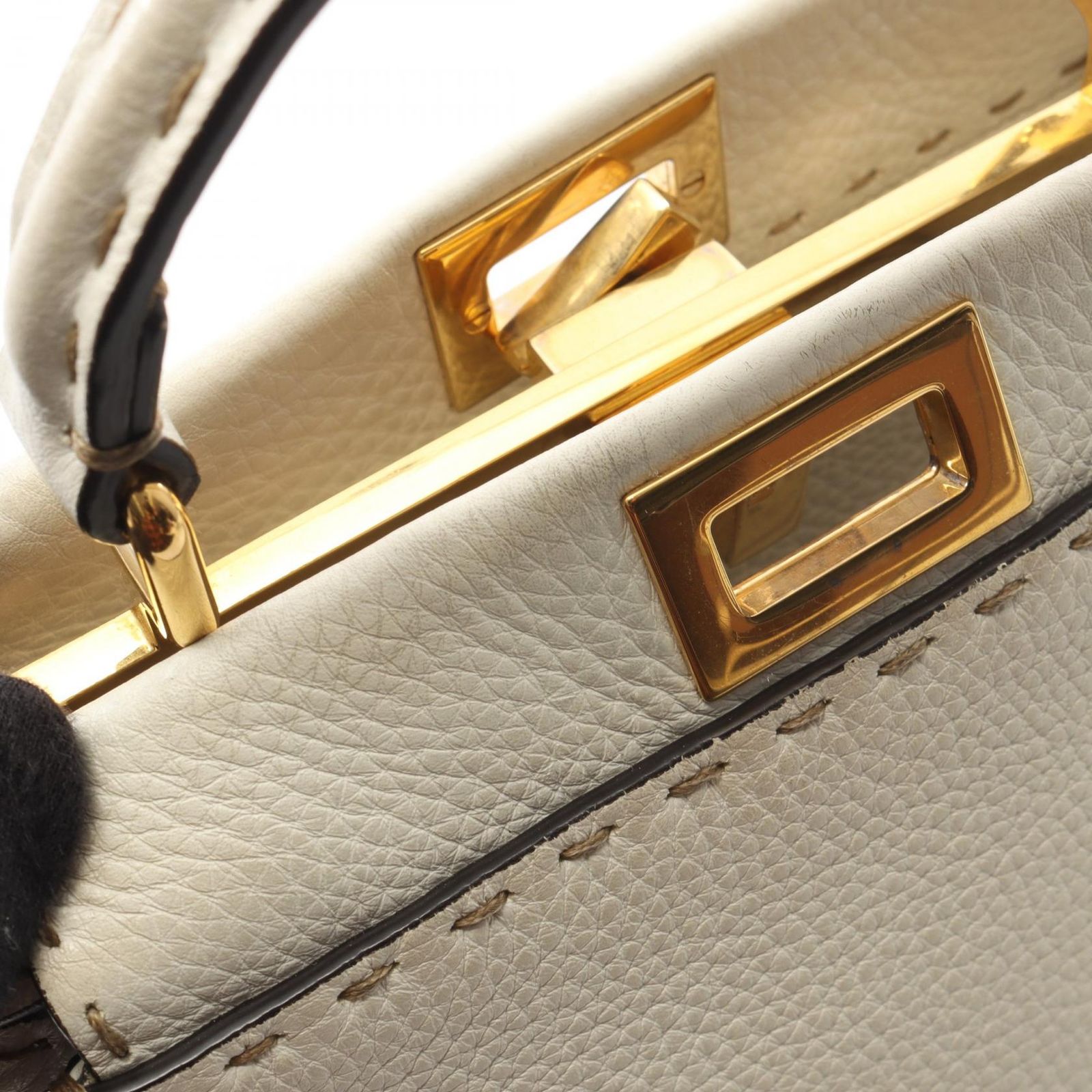フェンディ FENDI ハンドバッグ ミニピーカブー セレリア 2WAY 8BN244 ホワイト レザー ピーカブー セレリア ミニ レディース Used B