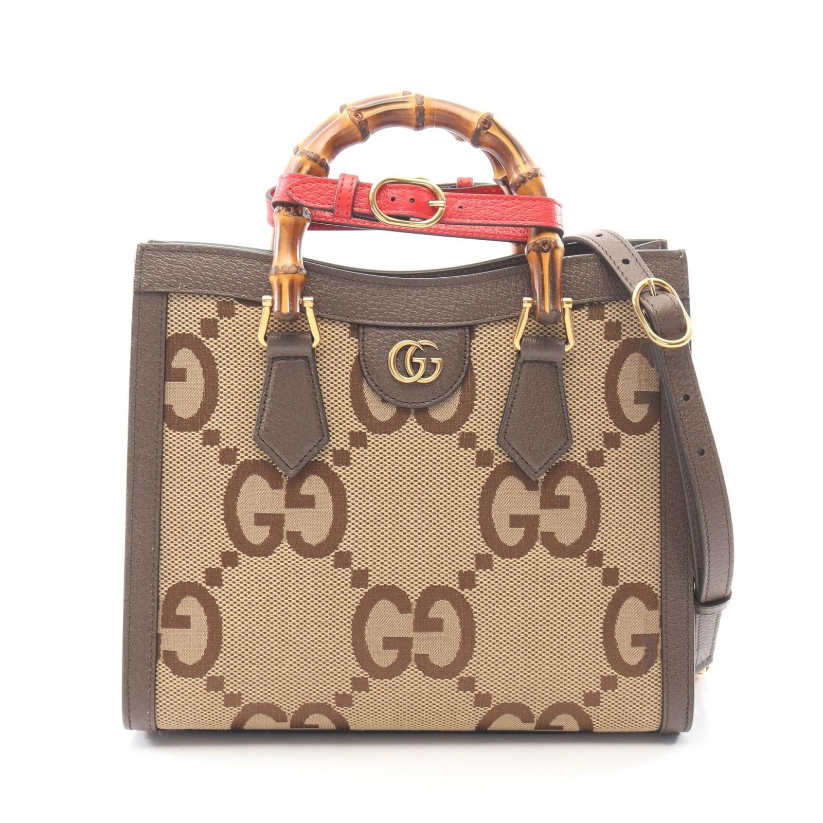 グッチ GUCCI ハンドバッグ ダイアナ ジャンボGG 2WAY 660195 ベージュ/ブラウン キャンバス レザー ダイアナ ジャンボ GG スモール レディース Used A