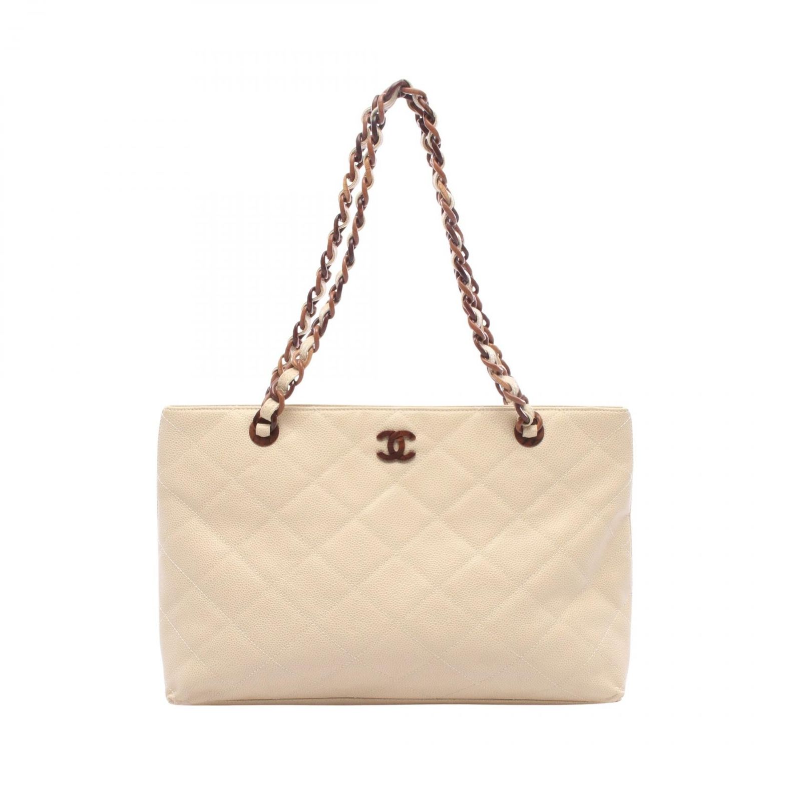 シャネル CHANEL トートバッグ マトラッセ プラ クリーム キャビアスキン(グレインドカーフ) マトラッセ プラチェーントート レディース Used A 163,400円