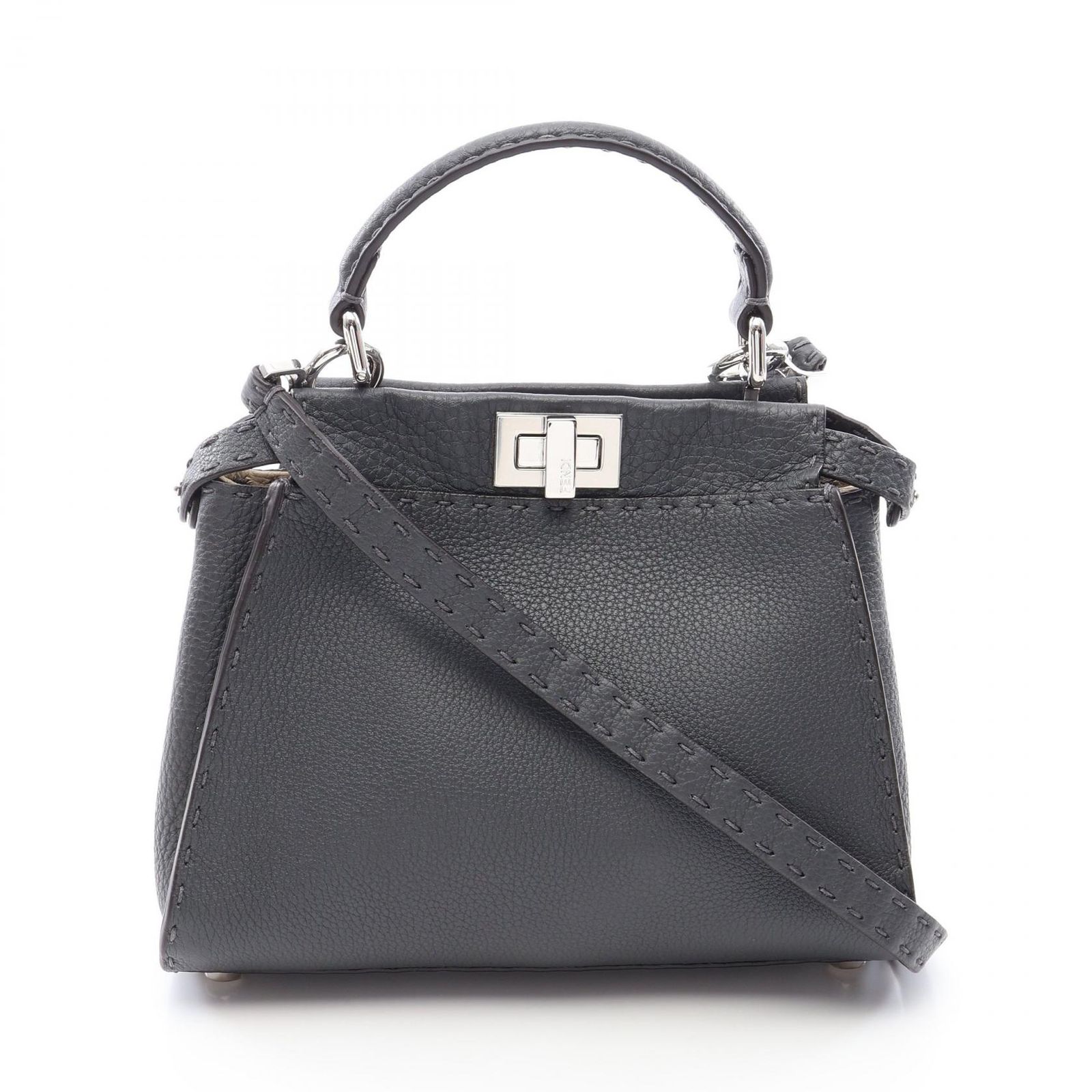 フェンディ FENDI ハンドバッグ ミニピーカブー 2WAY 8B244 ダークグレー レザー ピーカブー セレリア ミニ レディース Used A