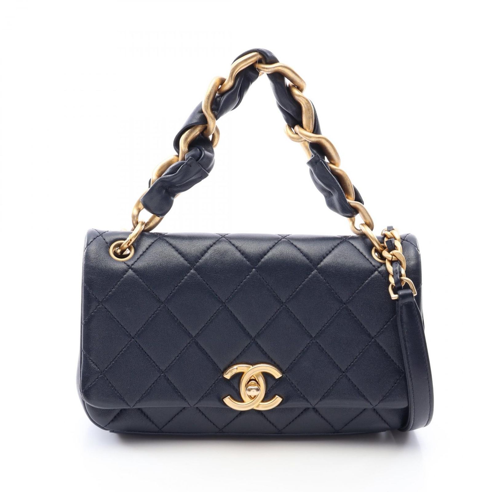 シャネル CHANEL ショルダーバッグ マトラッセ 2WAY AS2387 ネイビー ラムスキン（羊革） マトラッセ スモールラップ 2wayチェーンショルダー レディース Used A