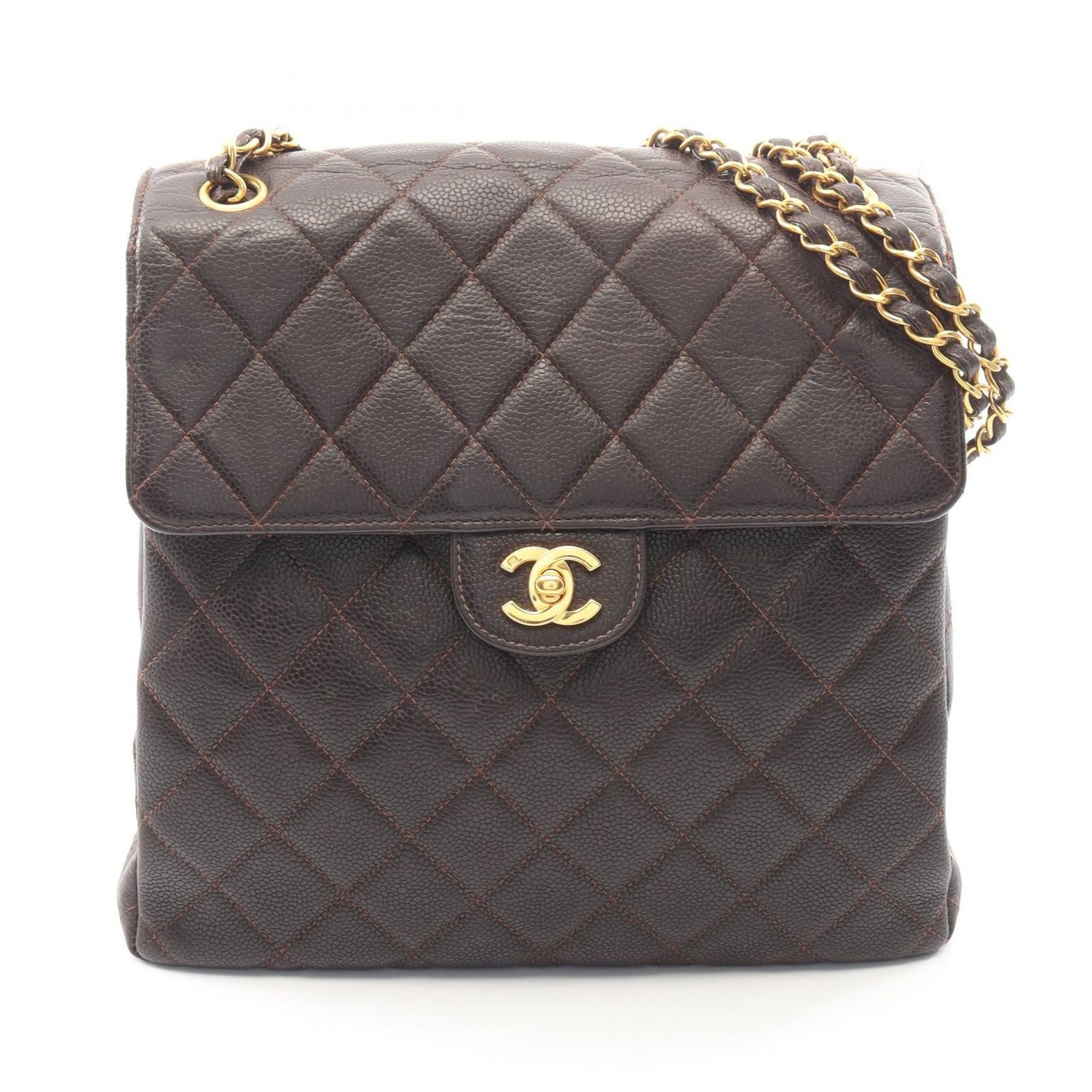 シャネル CHANEL ショルダーバッグ マトラッセ Wフェイス ブラウン キャビアスキン(グレインドカーフ) マトラッセ ダブルフェイス チェーンショルダー レディース 247,400円