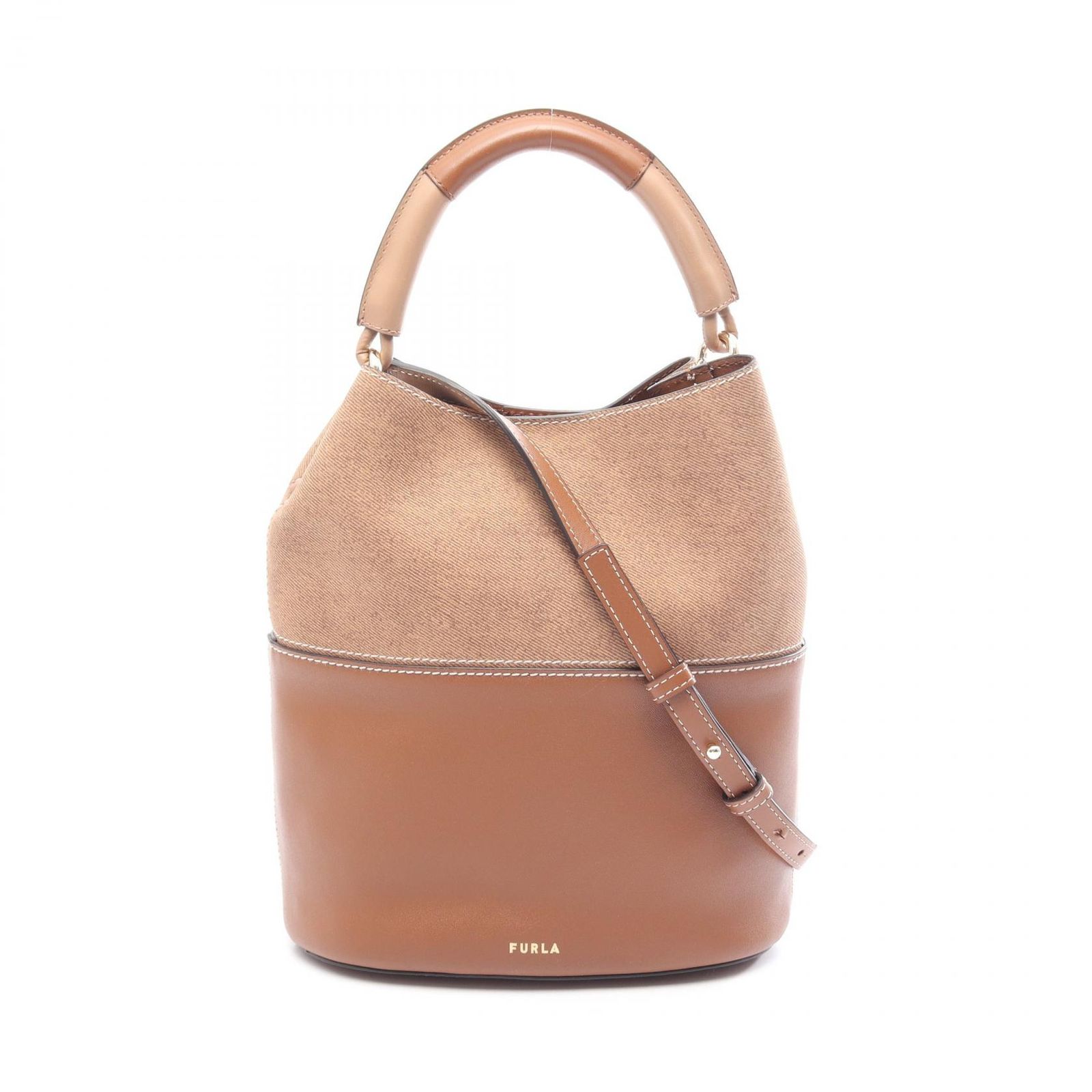 フルラ Furla ハンドバッグ SFERA S BUCKET BAG 2WAY ブラウン レザー キャンバス SFERA S BUCKET BAG ショルダーバッグ レザー ブラウ レディース Used A