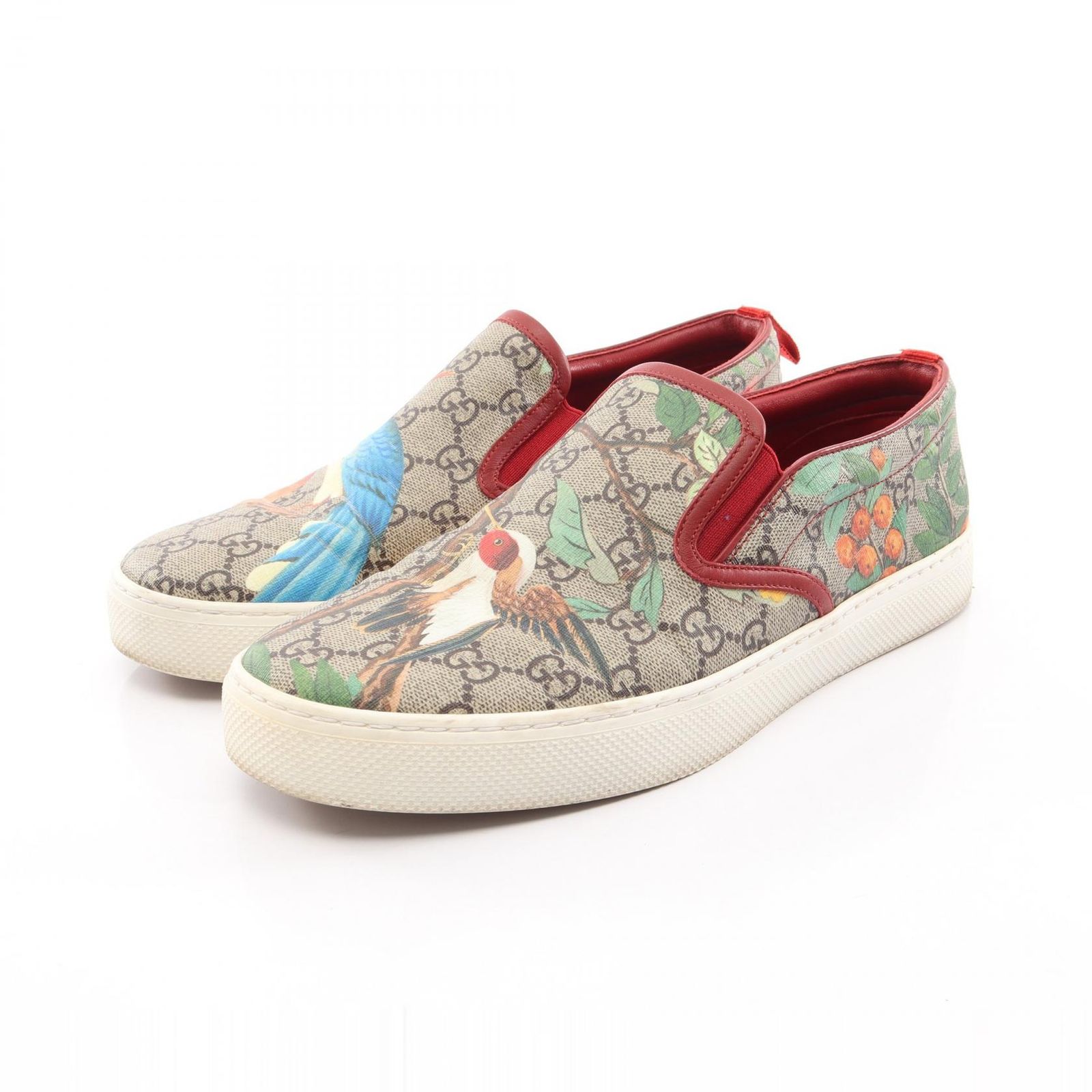 グッチ GUCCI スニーカー ティアン GGスプリーム スリッポン 427077 PVCコーティングキャンバス レザー GGスプリーム ローカットスニーカー メンズ Used A