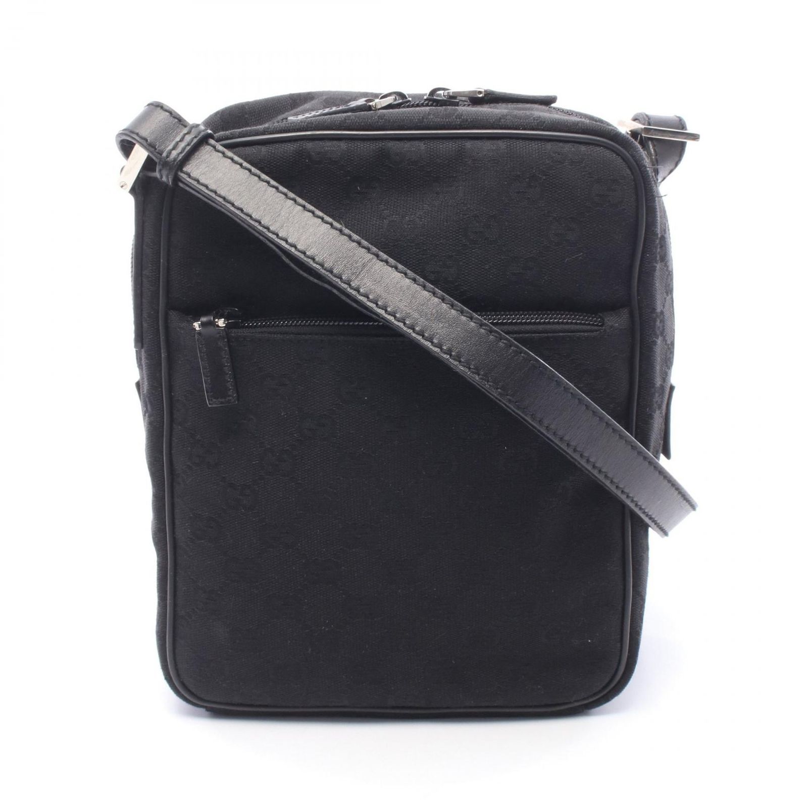 グッチ GUCCI ショルダーバッグ GGキャンバス 03136 ブラック キャンバス レザー ショルダーバッグ レディース Used B