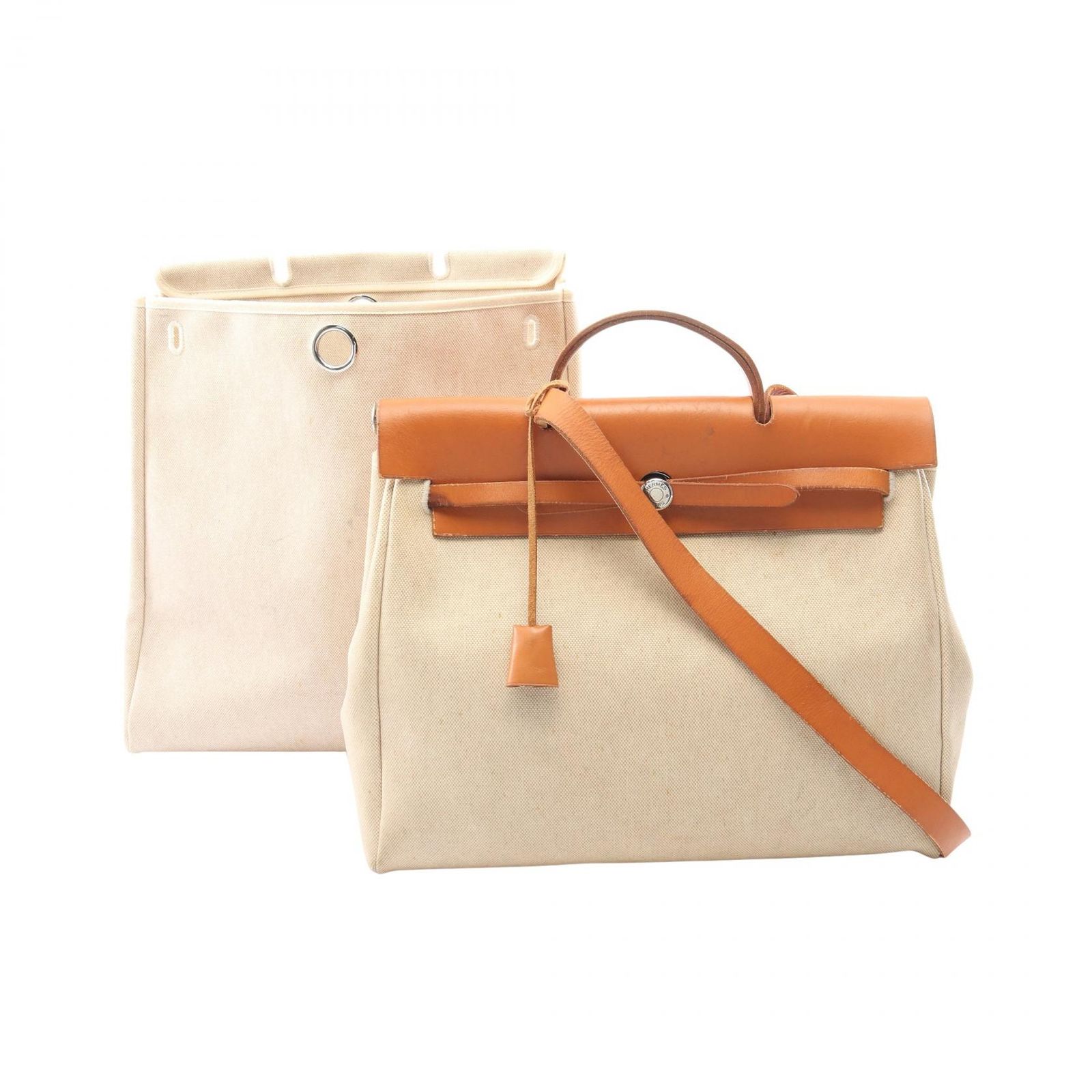 エルメス HERMES ハンドバッグ エールバッグMM 2WAY エクリュ/ナチュラル キャンバス レザー エールバッグMM エクリュ/ナチュラル レディース Used B