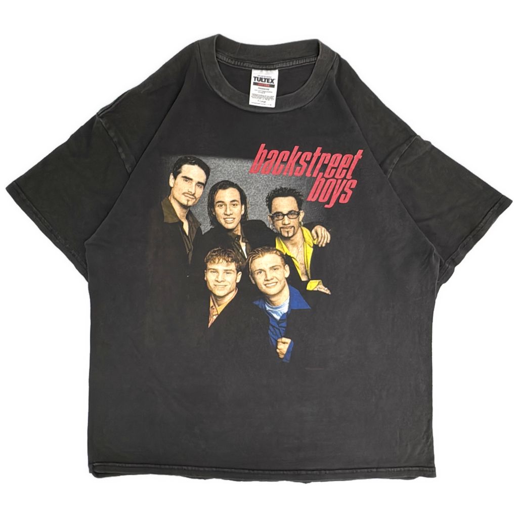 90年代 Back Street Boys バックストリートボーイズ 半袖Ｔシャツ バンド ブラック(メンズ XL)中古 古着 Y7353