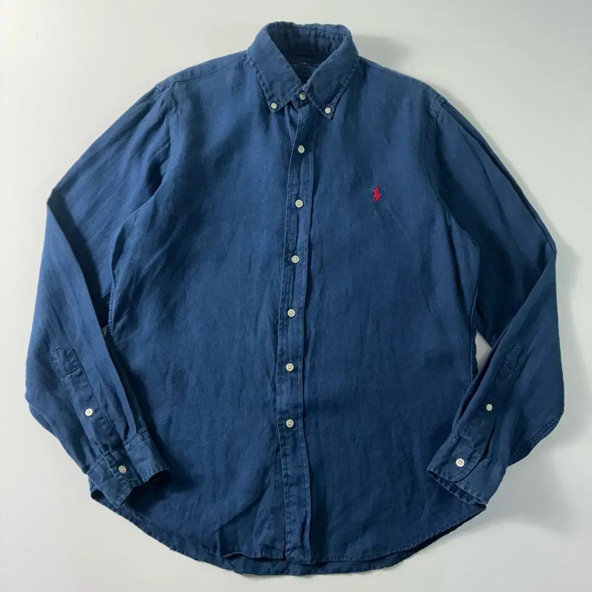 POLO ポロ ラルフローレン 刺繍 リネン ネイビー シャツ