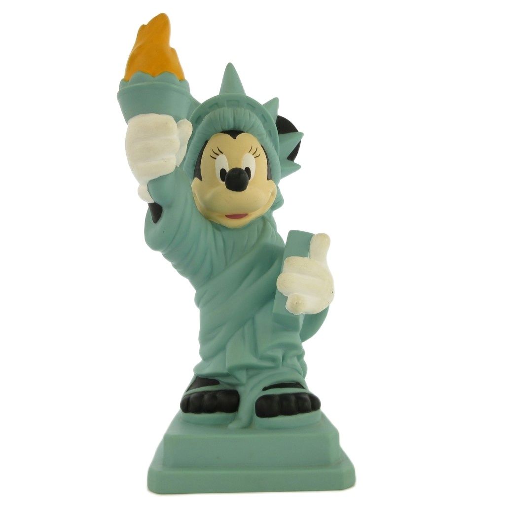 Vintage NY USA Disney Store Piggy Bank Minnie Mouse Statue of Liberty Figurine Decor Green