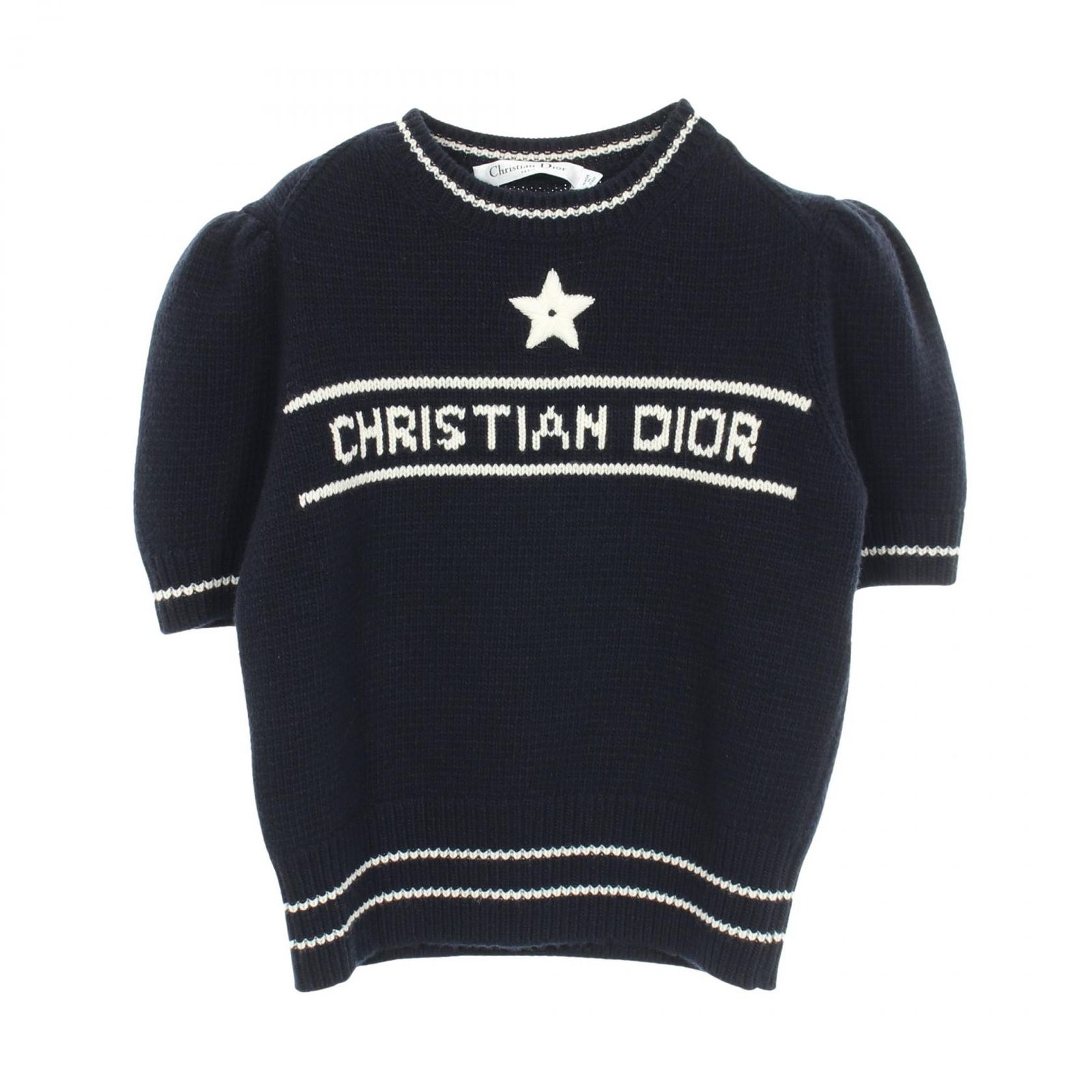 ディオール Dior ニット ロゴ ショートスリーブ 224S09AM308 ウール カシミヤ ショートスリーブ セーター レディース Used A
