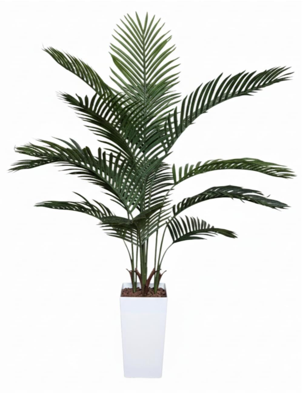 【生花店監修】ヤシの木 フェイクグリーン 150cm 大型 アレカヤシ 人工観葉植物 観葉植物 フェイク 造花 白鉢付き 室内 オフィス | 葉の広がり・角度を調整可能。差し込み式の簡単組立。高さ40cmのスクエア鉢・ハイドロボール付き。水やり不要で、受付ｍａ