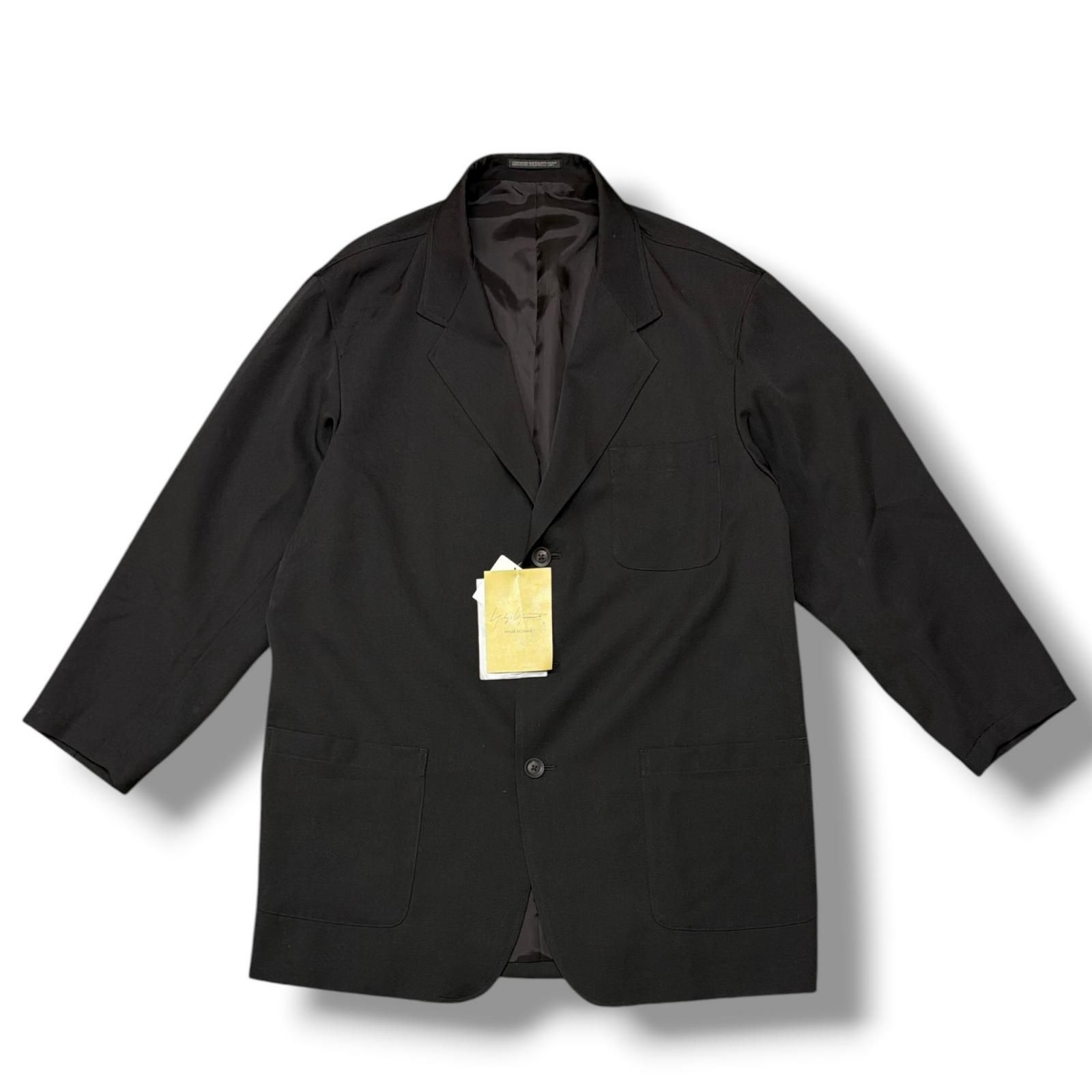 参考上代148500円 未使用 Yohji Yamamoto 26SS WOOL GABARDINE 3 POCKETS JACKET ウールギャバジン 3ポケット ジャケット ヨウジヤマモト HW-J53-100 ブラック 3 （20717M）