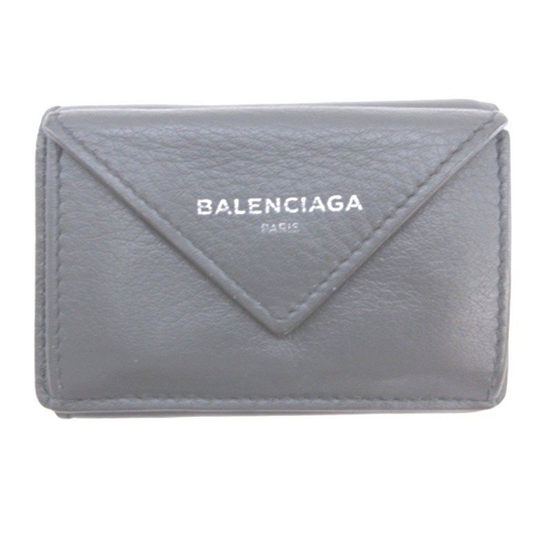 バレンシアガ BALENCIAGA ペーパーミニウォレット 三つ折り財布 グレー 391446