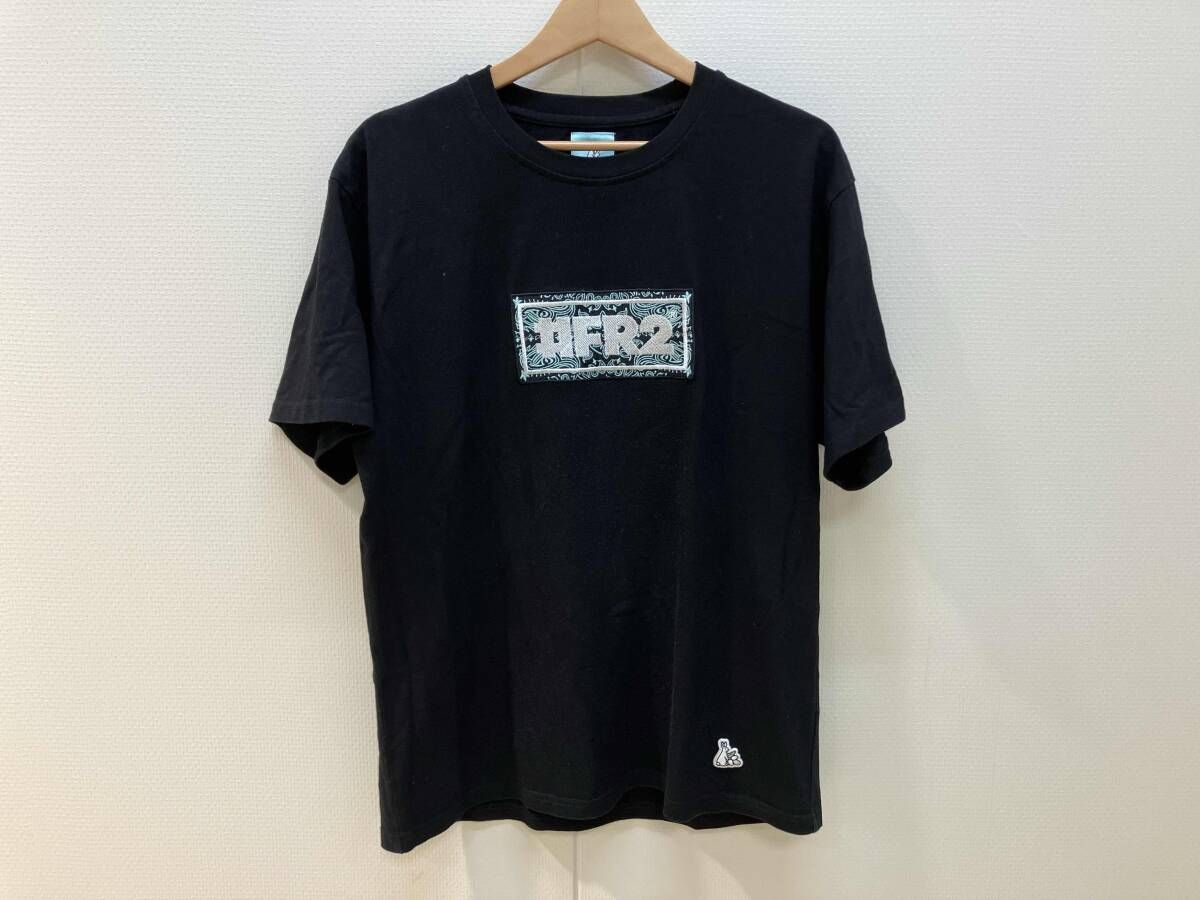 #FR2 エフアールツー ボックスロゴ 刺繍ペイズリー Tシャツ ブラック Lサイズ相当 FRC4306 月桃ワッペン 綿100%