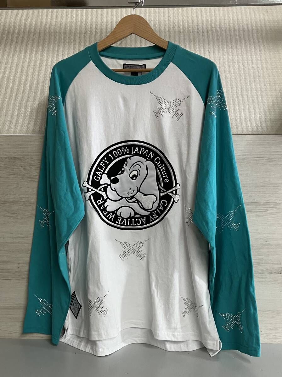 タグ付き】GALFY/ガルフィー/長袖Tシャツ/エメラルドホワイト/ラグラン