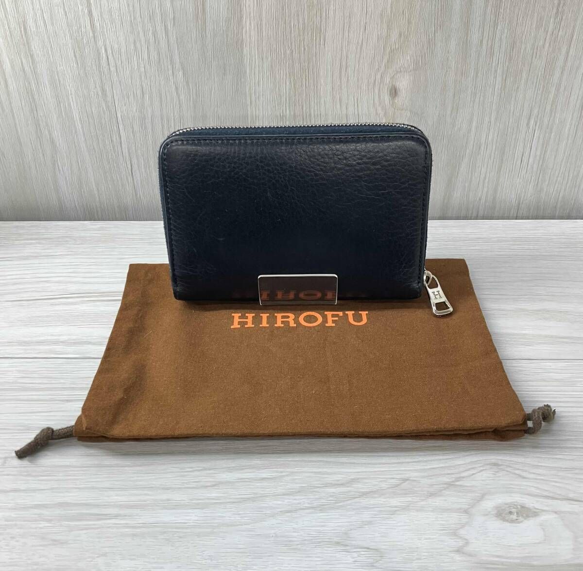 HIROFU ヒロフ 長財布 レザー ネイビー 保存袋あり 6,391円