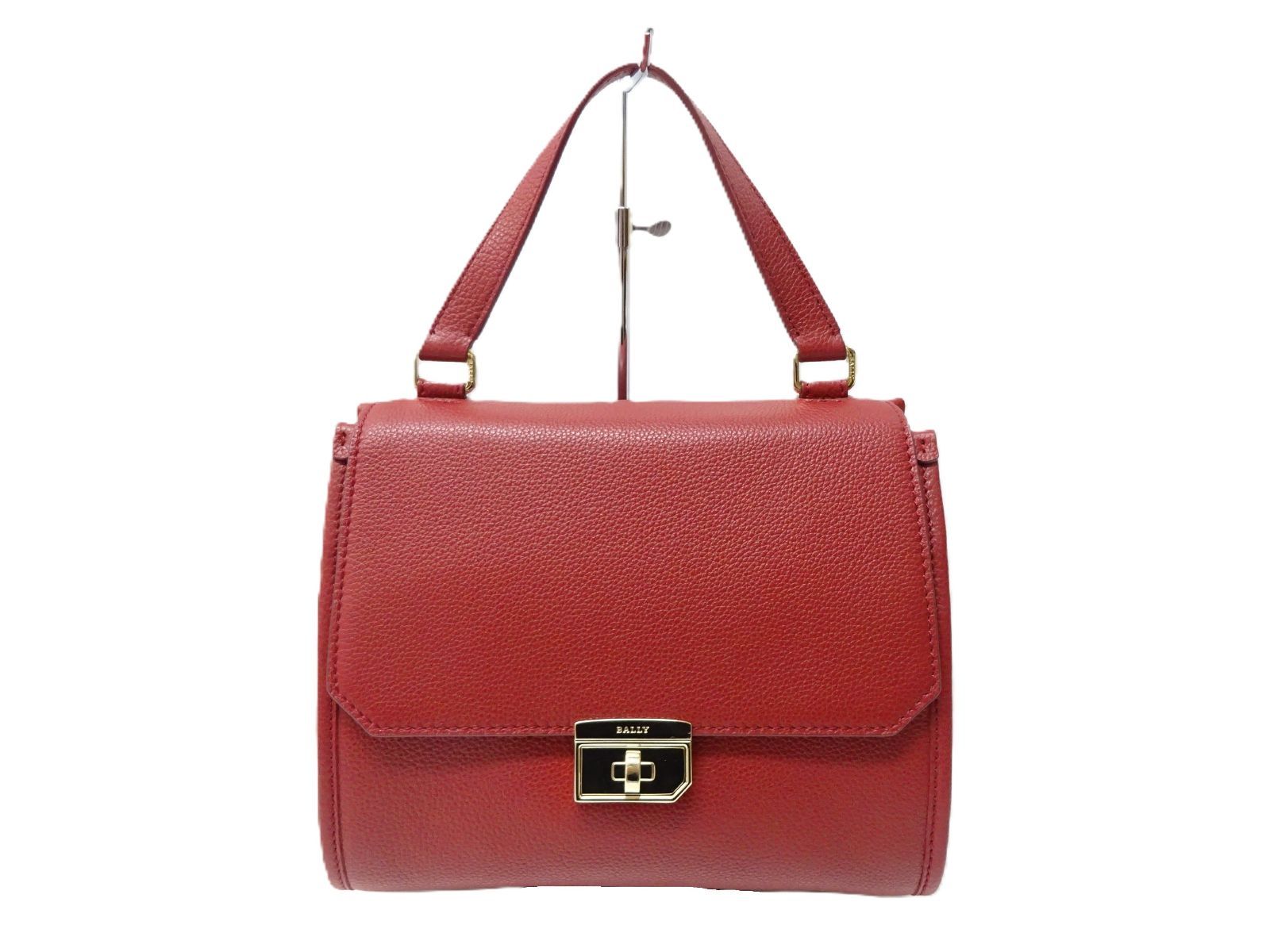 美品/ギャラ付 BALLY バリー BREEZE SM ターンロック 2WAY ハンドバッグ レザー ブリーズ ワインレッド ボルドー バーガンディ 21,900円