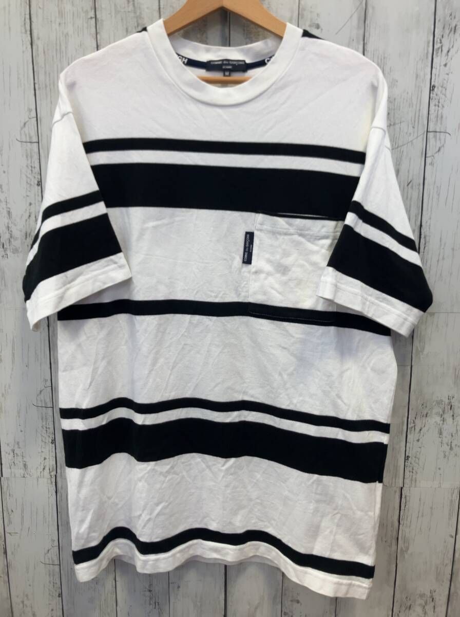 COMME des GARÇONS HOMME コムデギャルソンオム 半袖Tシャツ HM-T013 AD2023 ボーダー ポケットT ホワイト ブラック 11,170円