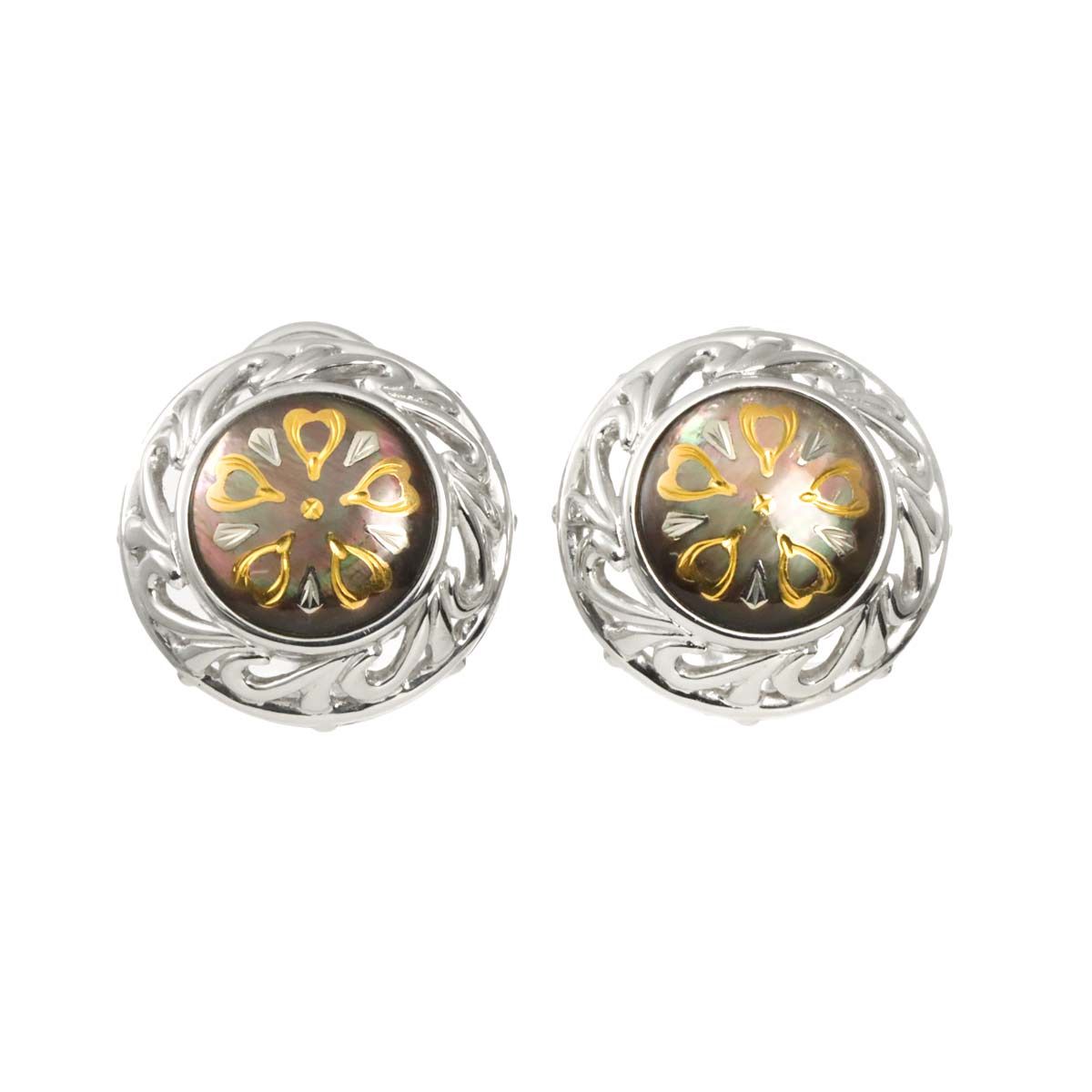 ミキモト MIKIMOTO ピクウェ シェル イヤリング K18 WG YG ホワイト イエローゴールド 750 Earrings Clip on 90328241