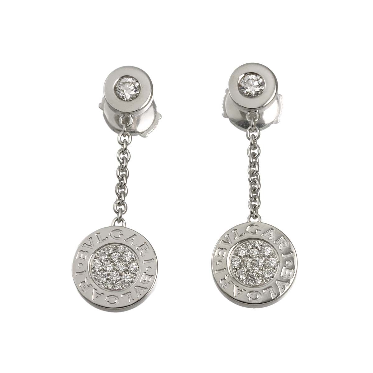 ブルガリ BVLGARI ダブル ロゴ ダイヤ ピアス K18 WG ホワイトゴールド 750 Diamond Earrings Pierced 90332277