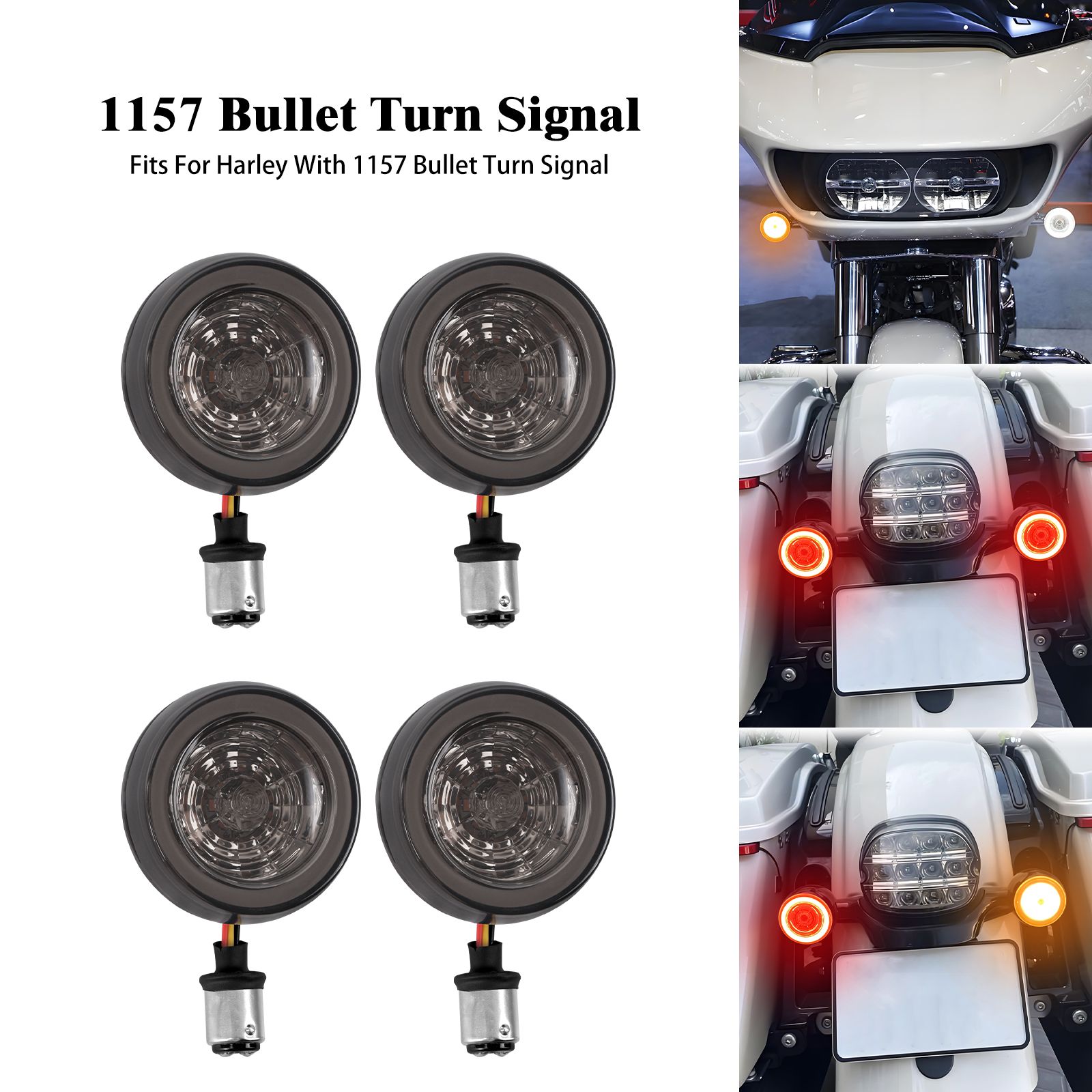 ハーレー用 1157 LEDウインカーライト フロントリア バレットインサートランプ