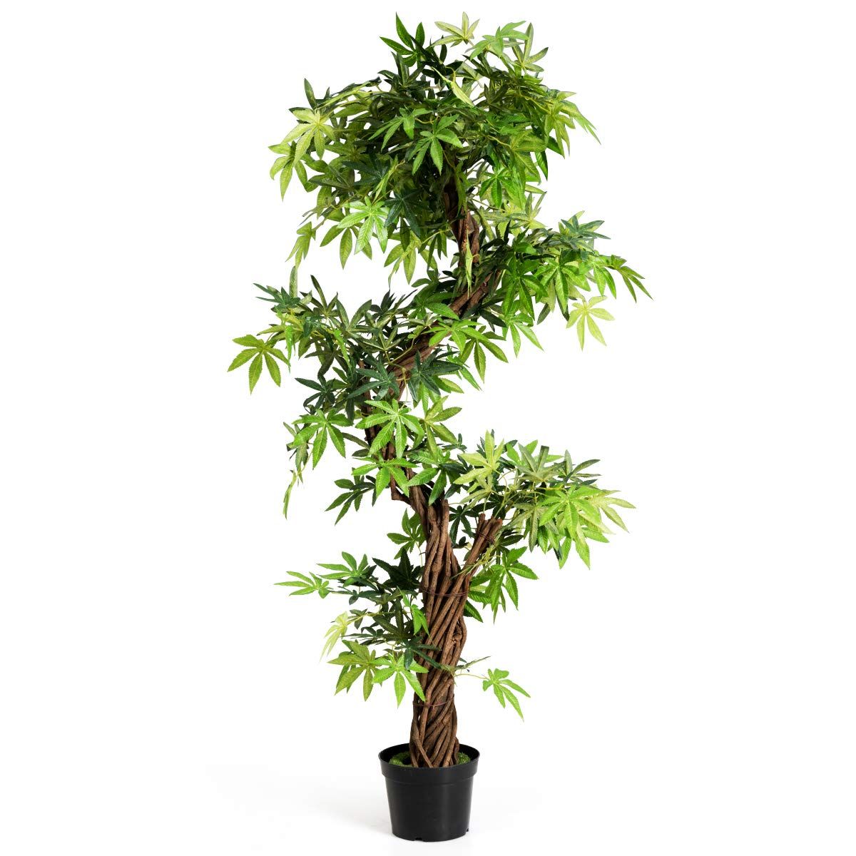 TANGKULA 観葉植物 フェイクグリーン 160cm 植物 フェイク グリーン 大型 人工観葉植物 造花 おしゃれ インテリア 室内用 屋外用 人工樹木 盆栽 フェイク植物 屋外 水やり不要 枯れない 装飾 玄関 オフィス 商店街 幸願う 新築祝いｍａ