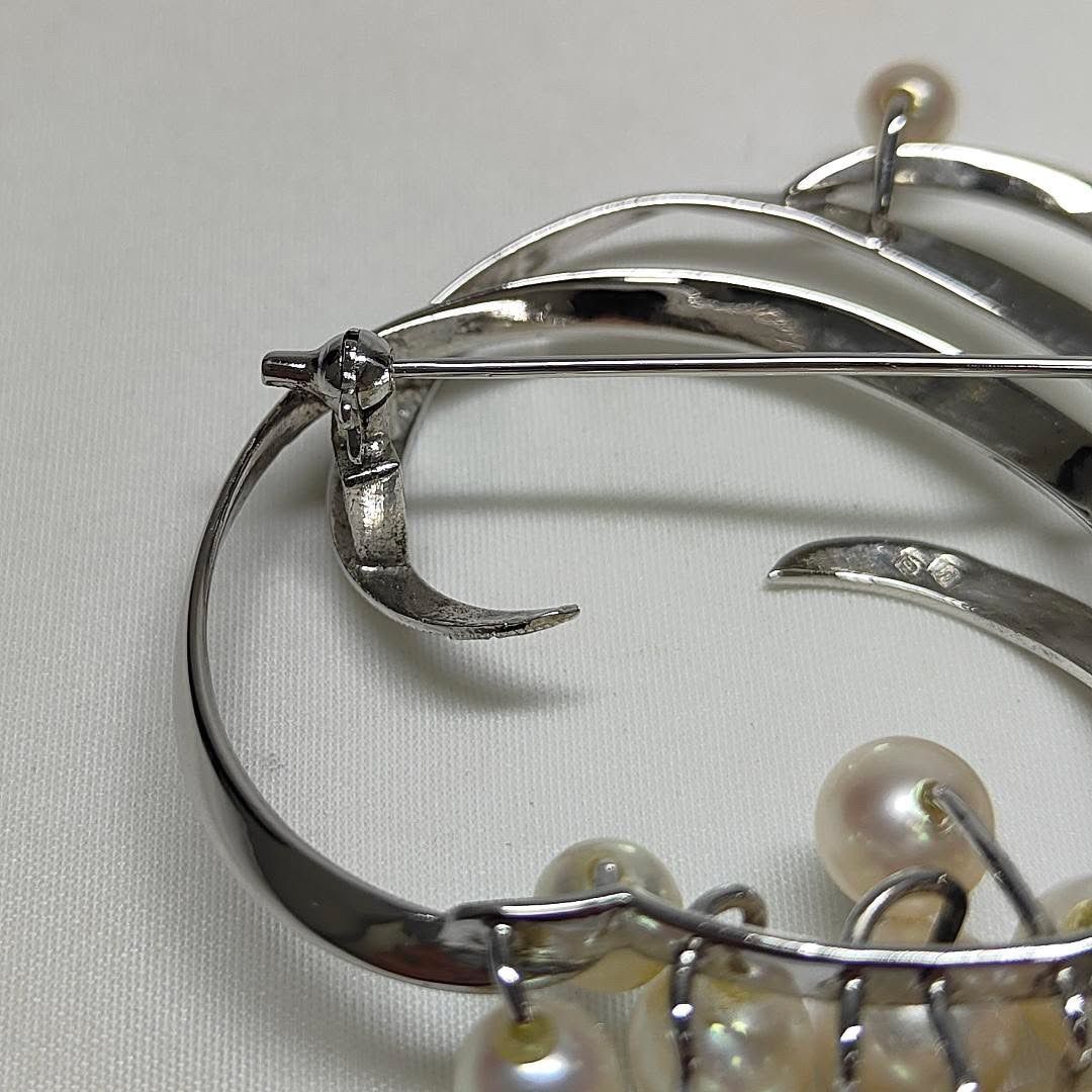 TASAKI タサキ　シルバー　あこや　パール　ブローチ 美品】TASAKI タサキ パールブローチ あこや真珠 SILVER S刻印 ケース