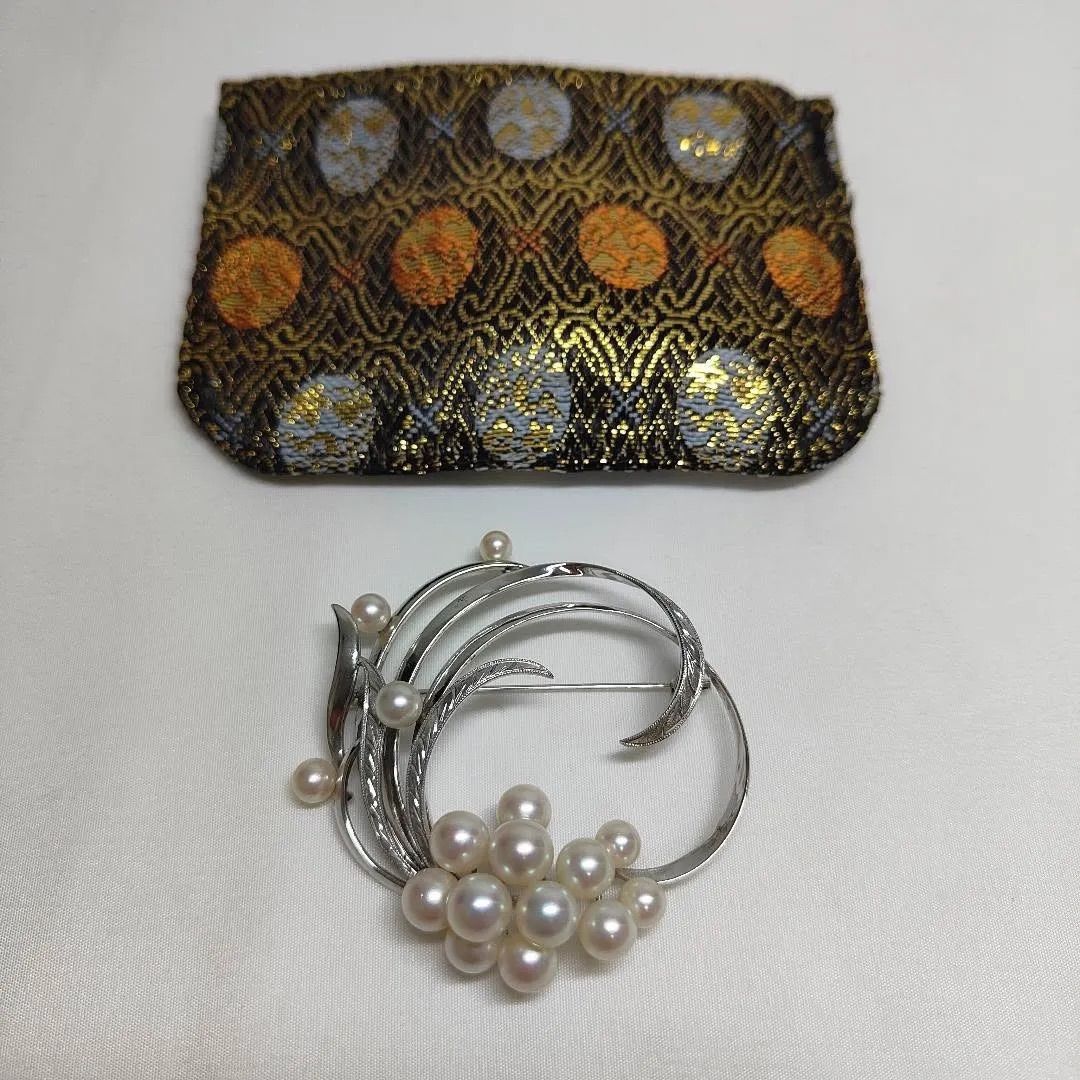 美品】TASAKI タサキ パールブローチ あこや真珠 SILVER S刻印 ケース
