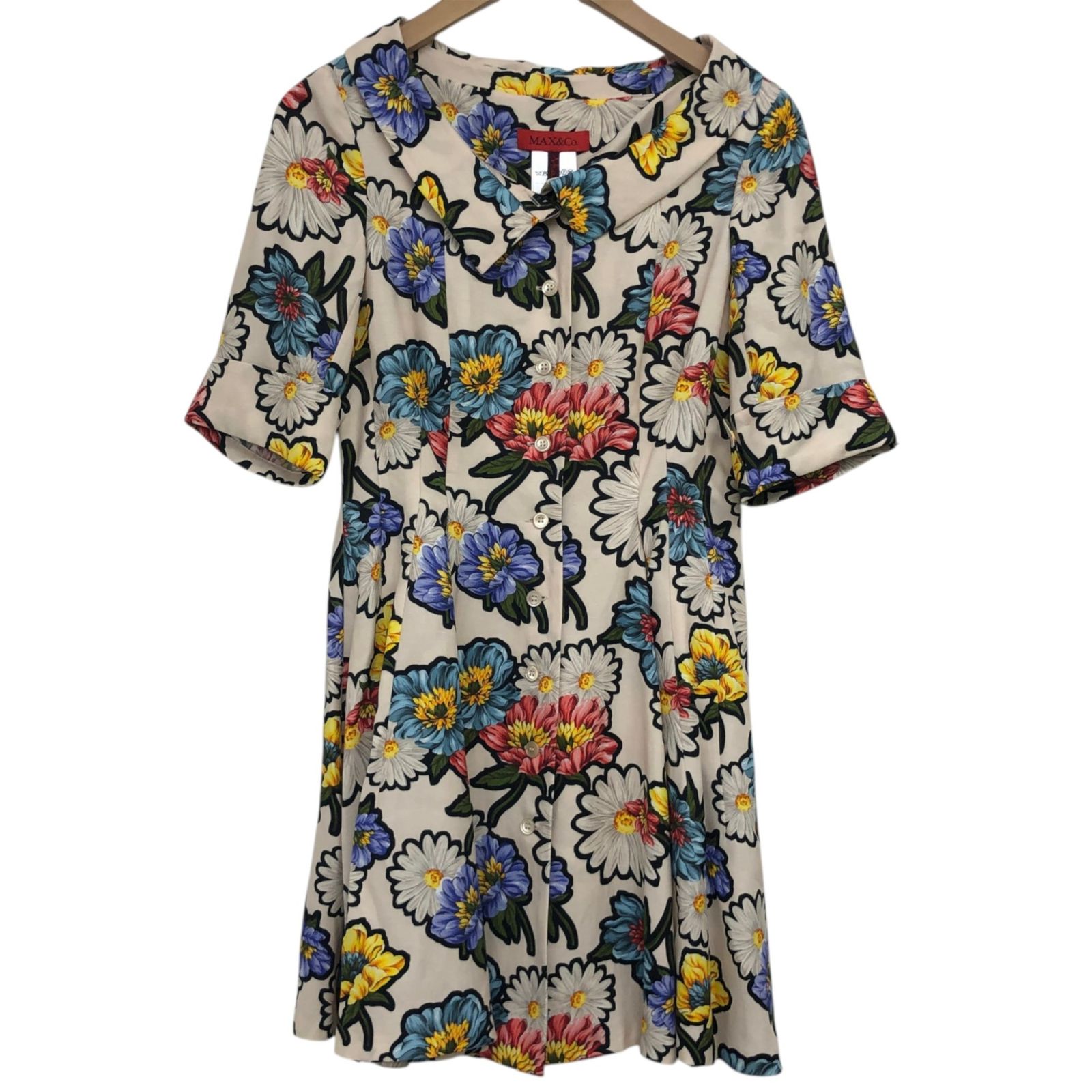 美品/MAX&Co./マックスアンドコー/花柄ワンピース/レディース/クリーム色/サイズ36/RS2519