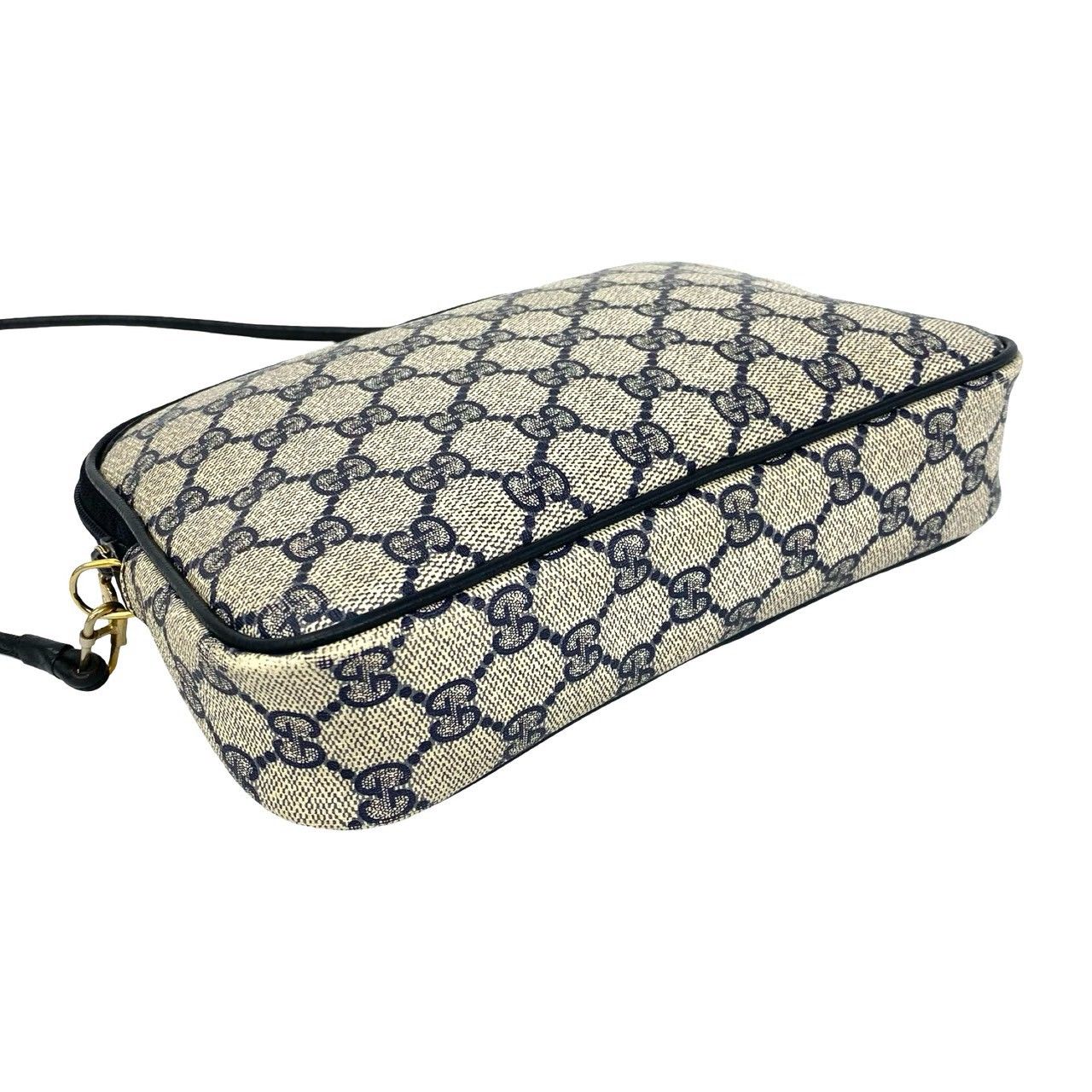 極 美品 希少品 GUCCI グッチ GG 柄 ロゴ 金具 レザー 本革 ワン ミニ ショルダーバッグ サコッシュ ポシェット ネイビー 紺 426-7 極 美品 希少品 GUCCI グッチ GG 柄 ロゴ 金具 レザー 本革 ワン ミニ ショルダーバッグ サコッシュ ポシェット ネイビー 紺 426-7