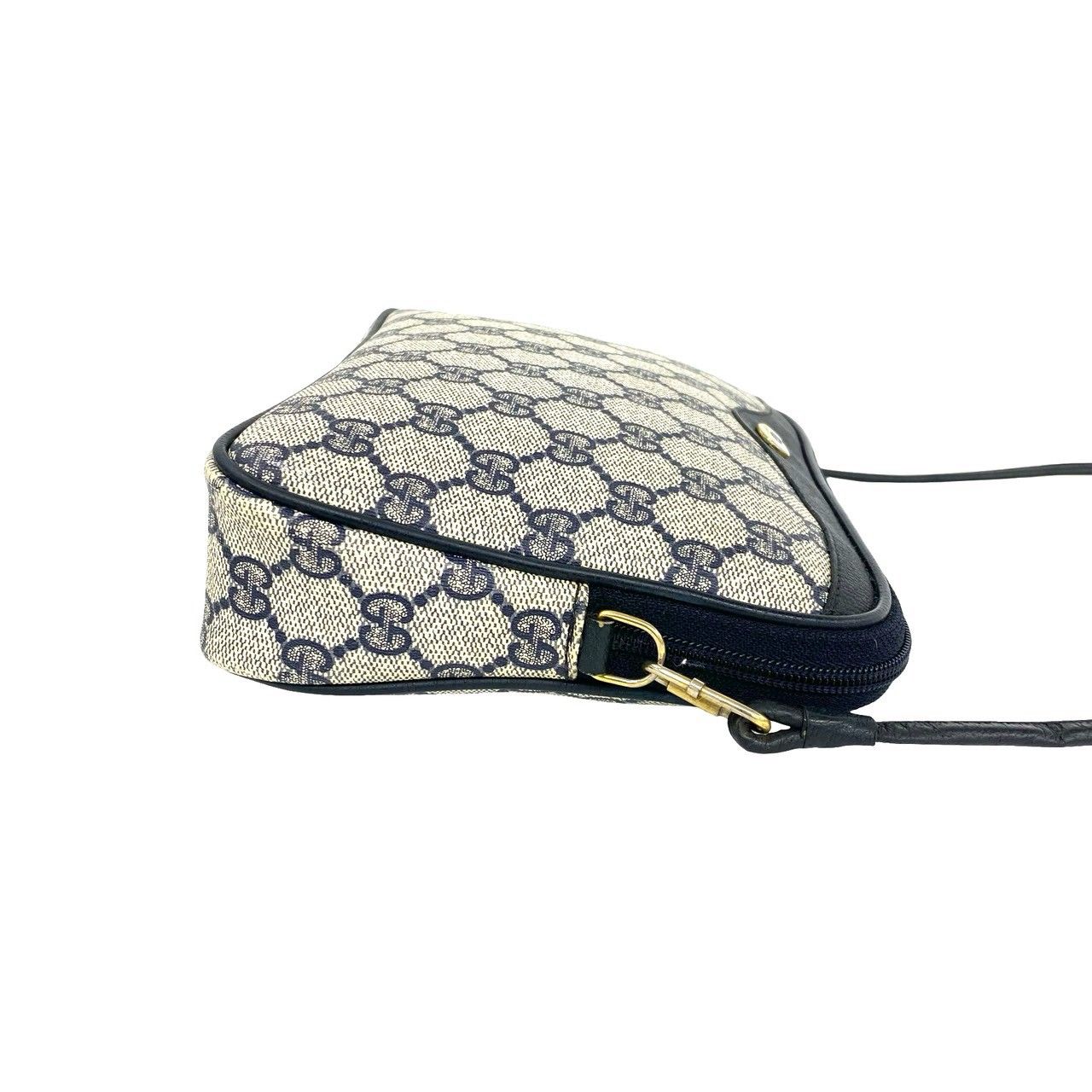 極 美品 希少品 GUCCI グッチ GG 柄 ロゴ 金具 レザー 本革 ワン ミニ ショルダーバッグ サコッシュ ポシェット ネイビー 紺 426-7 極 美品 希少品 GUCCI グッチ GG 柄 ロゴ 金具 レザー 本革 ワン ミニ ショルダーバッグ サコッシュ ポシェット ネイビー 紺 426-7