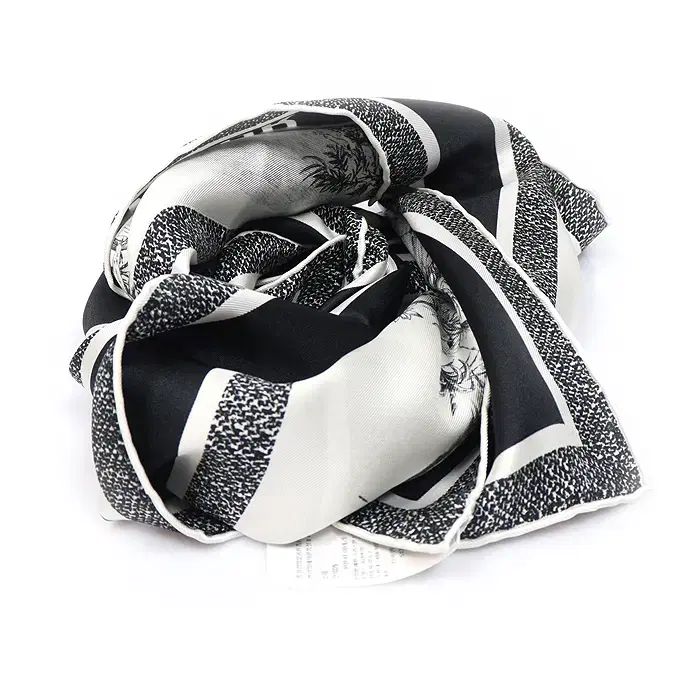 Dior (クリスチャンディオール) 34JOU090I606_C089 100% シルク 白 黒 Toile de Jouy Voyage 90 Starship Square スタシ スカーフ MGD10801CD