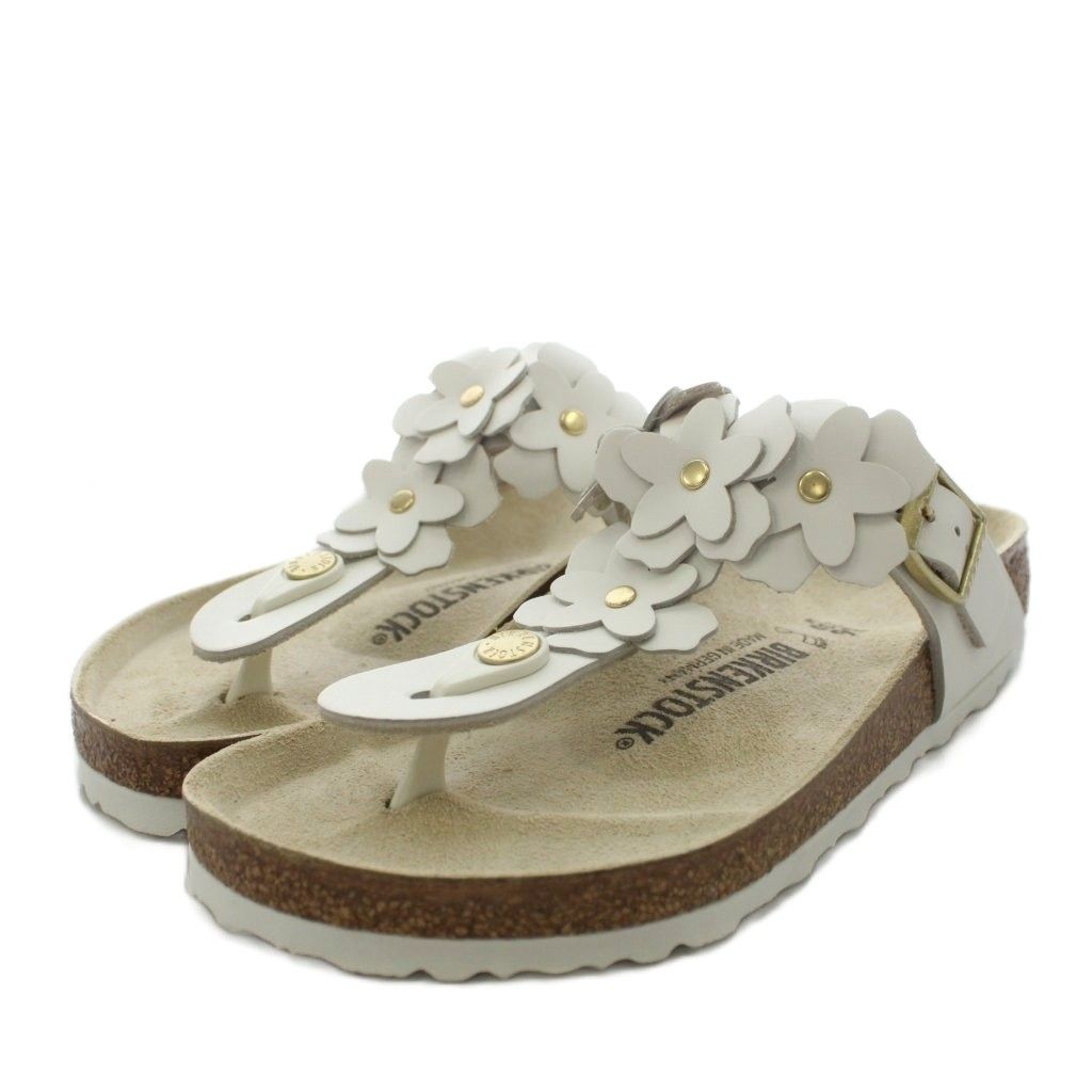 ビルケンシュトック BIRKENSTOCK ギゼ フラワー サンダル レザー 23.0cm 白 ホワイト 1026686 /AN