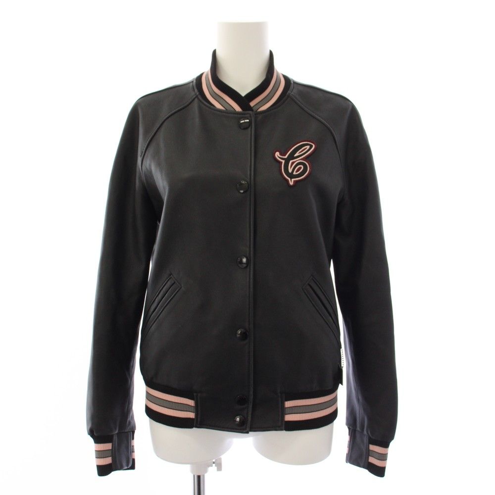 コーチ COACH レザーバーシティジャケット Leather Varsity Jacket スタジャン ブルゾン XS 黒 ブラック F26108 /HN