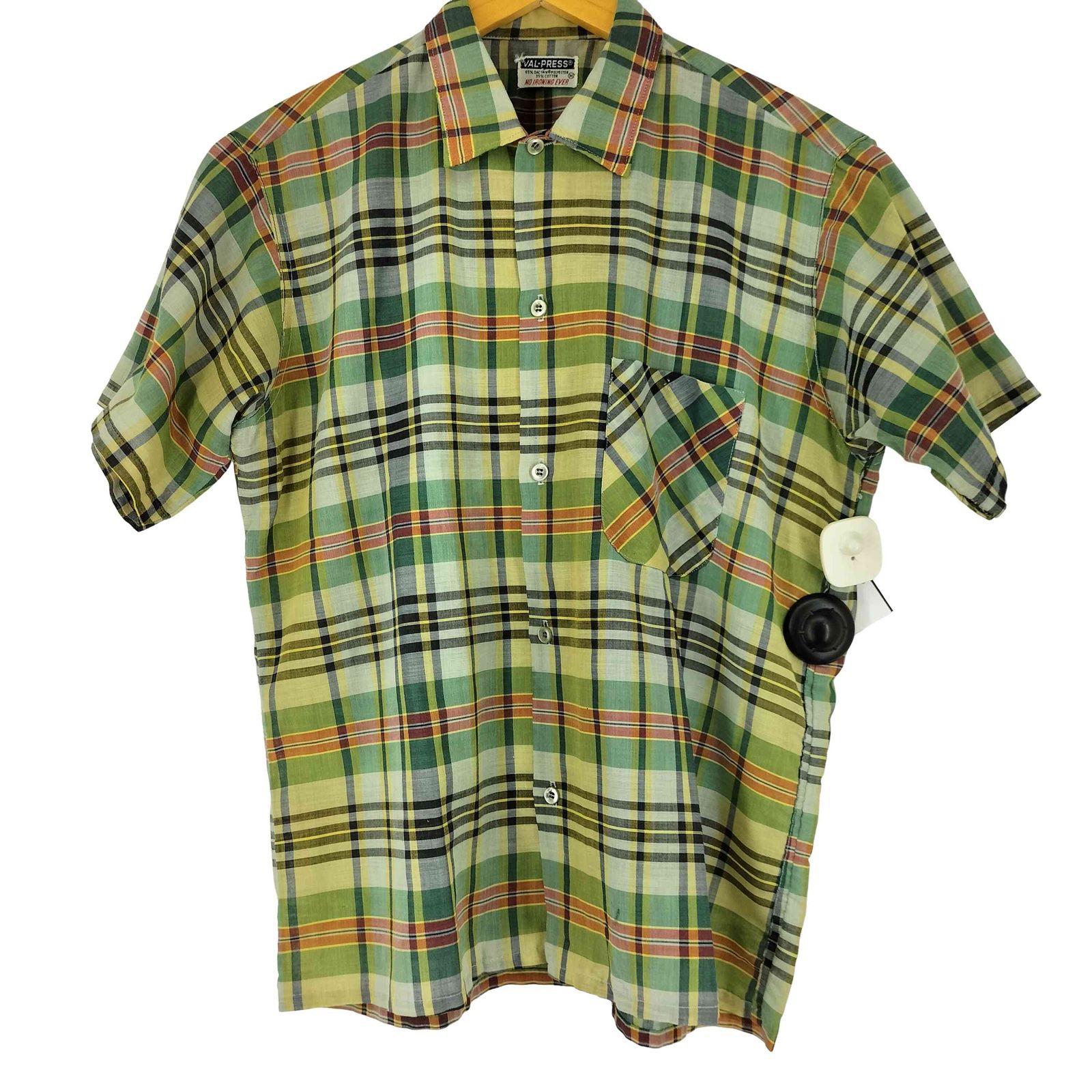 ユーズドフルギ USED古着 {{VAL-PRESS}} 60-70S チェック柄 半袖 シャツ メンズ import：M