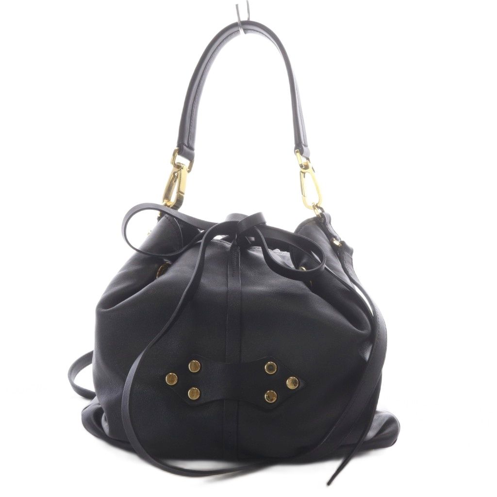 ミュウミュウ miumiu ハンドバッグ ワンハンドル ショルダーバッグ 2WAY 巾着 レザー ブラック RR1920 /YO21 ■OH