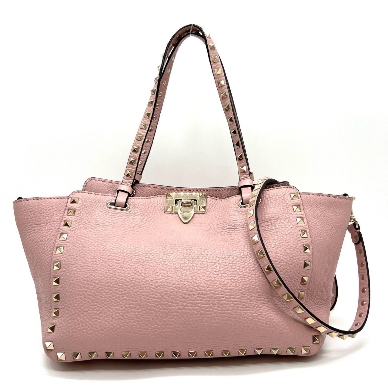 VALENTINO GARAVANI ヴァレンティノ ガラバーニ ハンドバッグ 2WAY スタッズ レザー ショルダーバッグ ピンク ロックスタッズ レディース 鞄 ギフト プレゼント